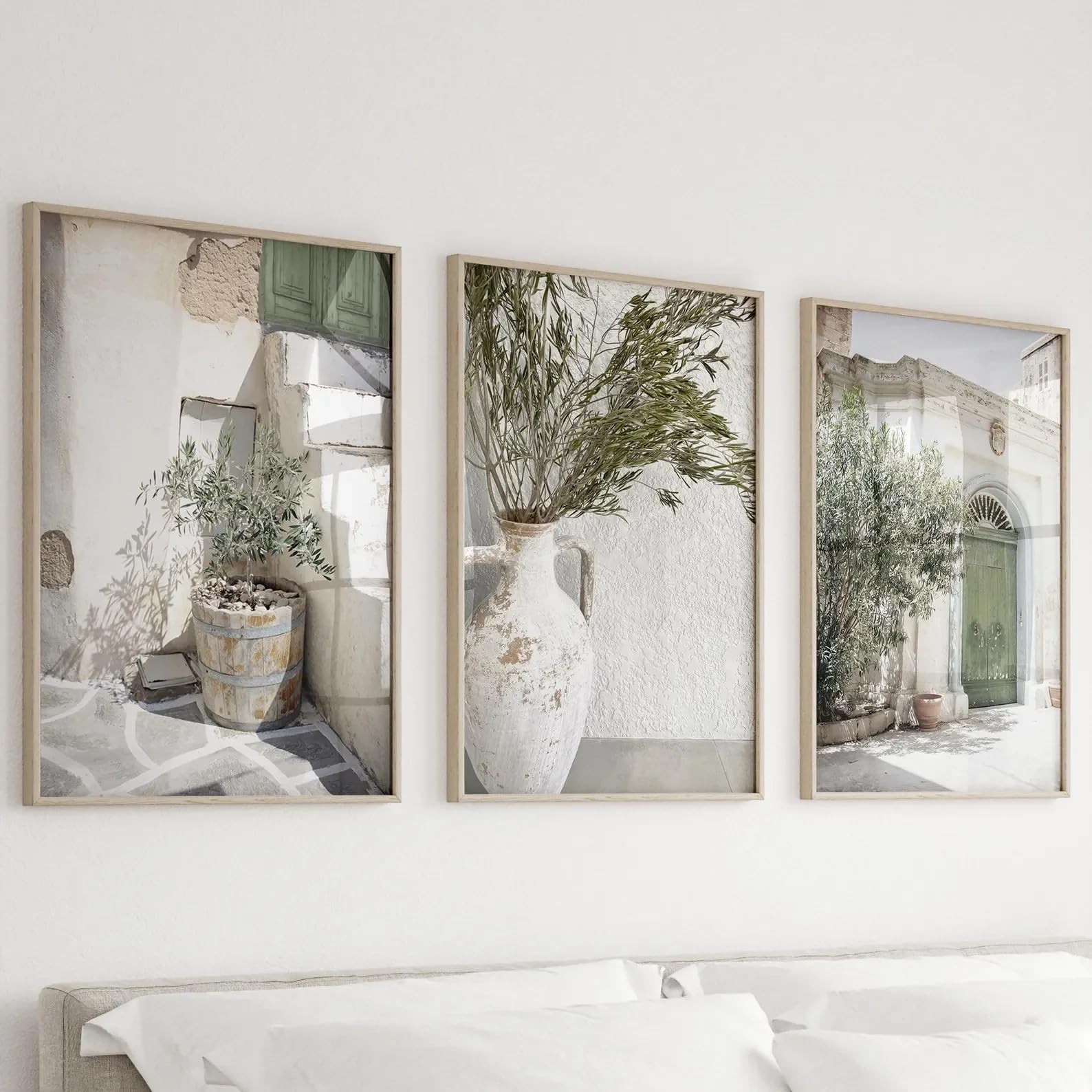 Dittelle Canvas Painting Mediterranean Poster Italy Travel Olive Tree Gallery Wall Art Photography Wall Decor Canvas Prints(40x60cm/3PCS Frameless)