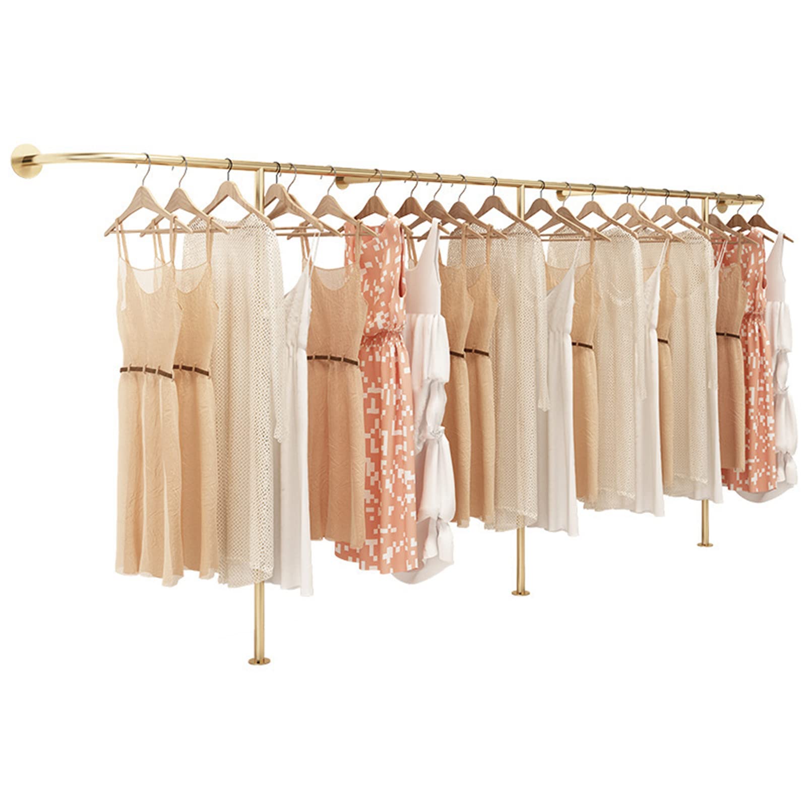 YNBSHGAA Modern Clothing Display rack Retail Garment Racks, Boutique Store Hanger Storage Shelves Home Gold Clothes Rod, Cloakroom Organizer Storage Shelf Towel Rack, Wall-Mounted,Length 450CM