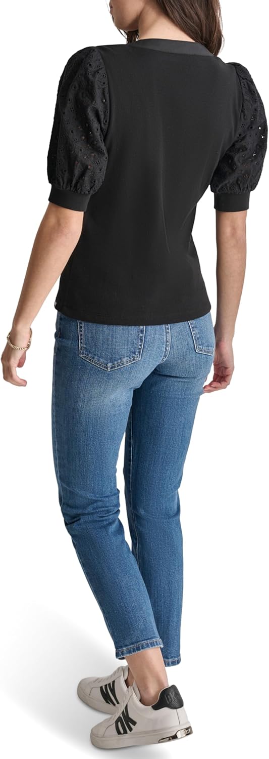 DKNY Womens V-Neck Short Sleeve Trendy Warm Weather - Image 3