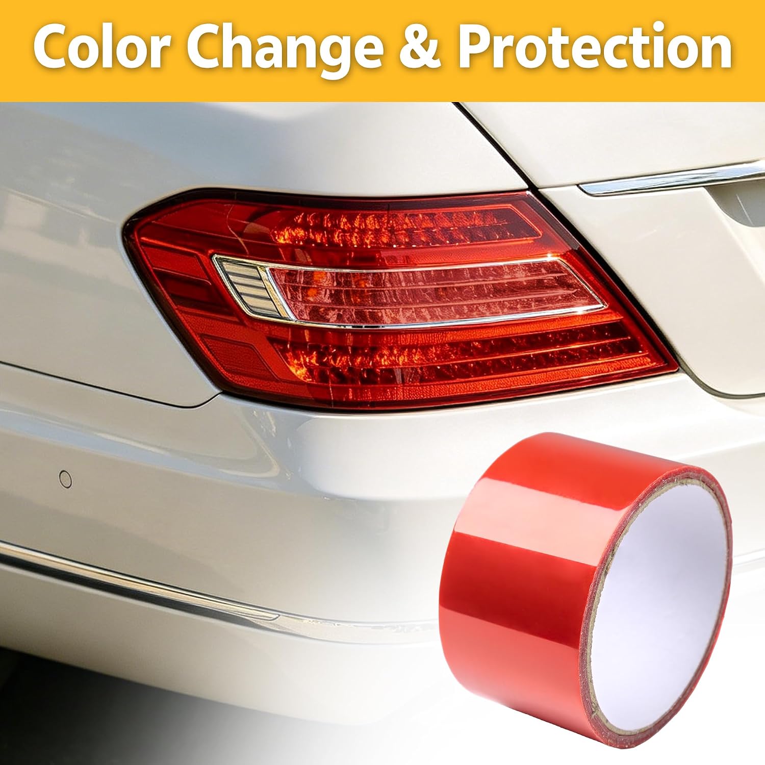 Lypumso 2in x 20ft Tail Light Repair Tape, Self-Adhesive Headlight & Taillight Repair Transparent Tint Vinyl Tape, Red Auto Tail Fog Lights Headlight Lens Light Tape