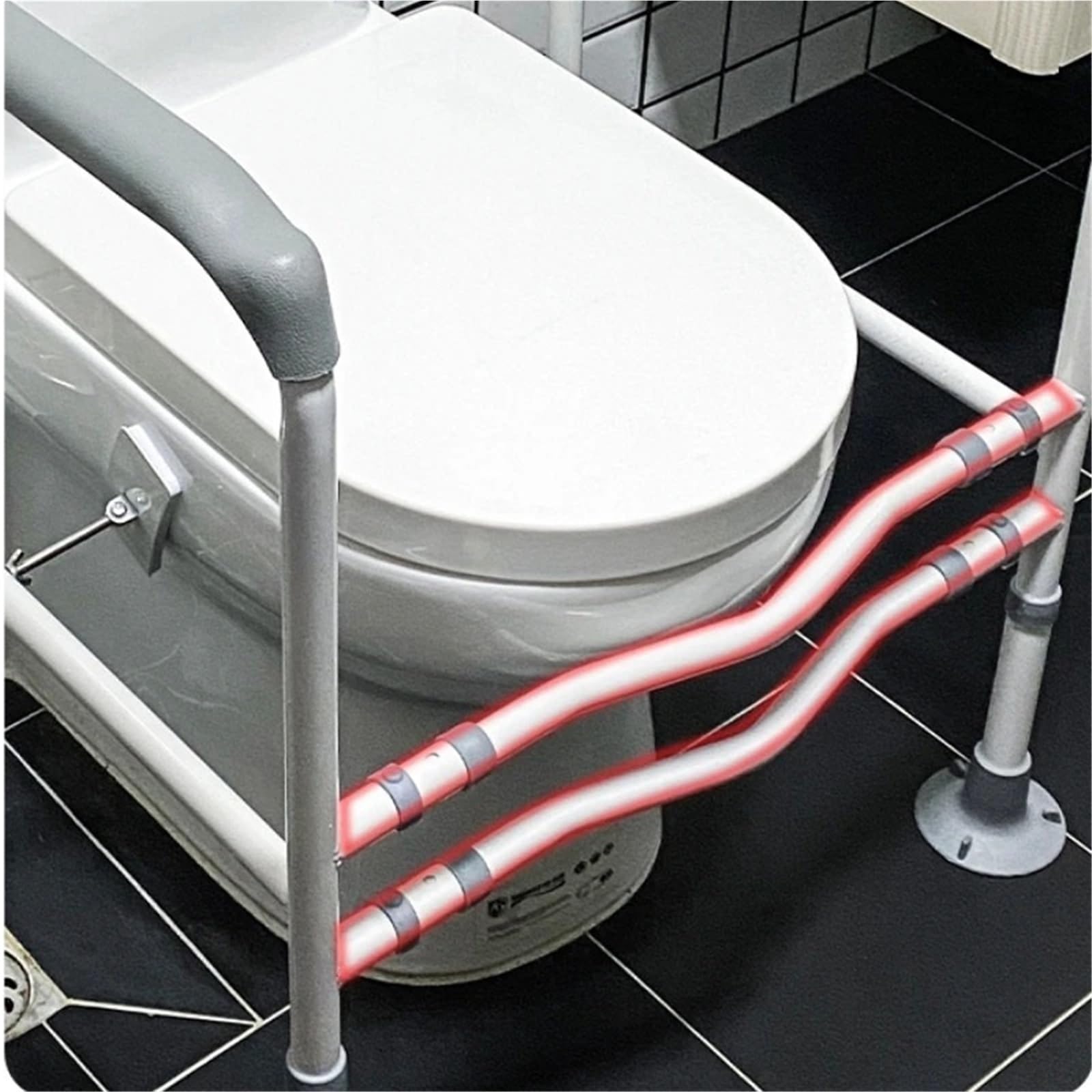 Apoyabrazos de Inodoro con Marco, pasamanos Auxiliar para Inodoro de Personas Mayores,apoyabrazos de Seguridad para Inodoro, apoyabrazos de baño(Black)