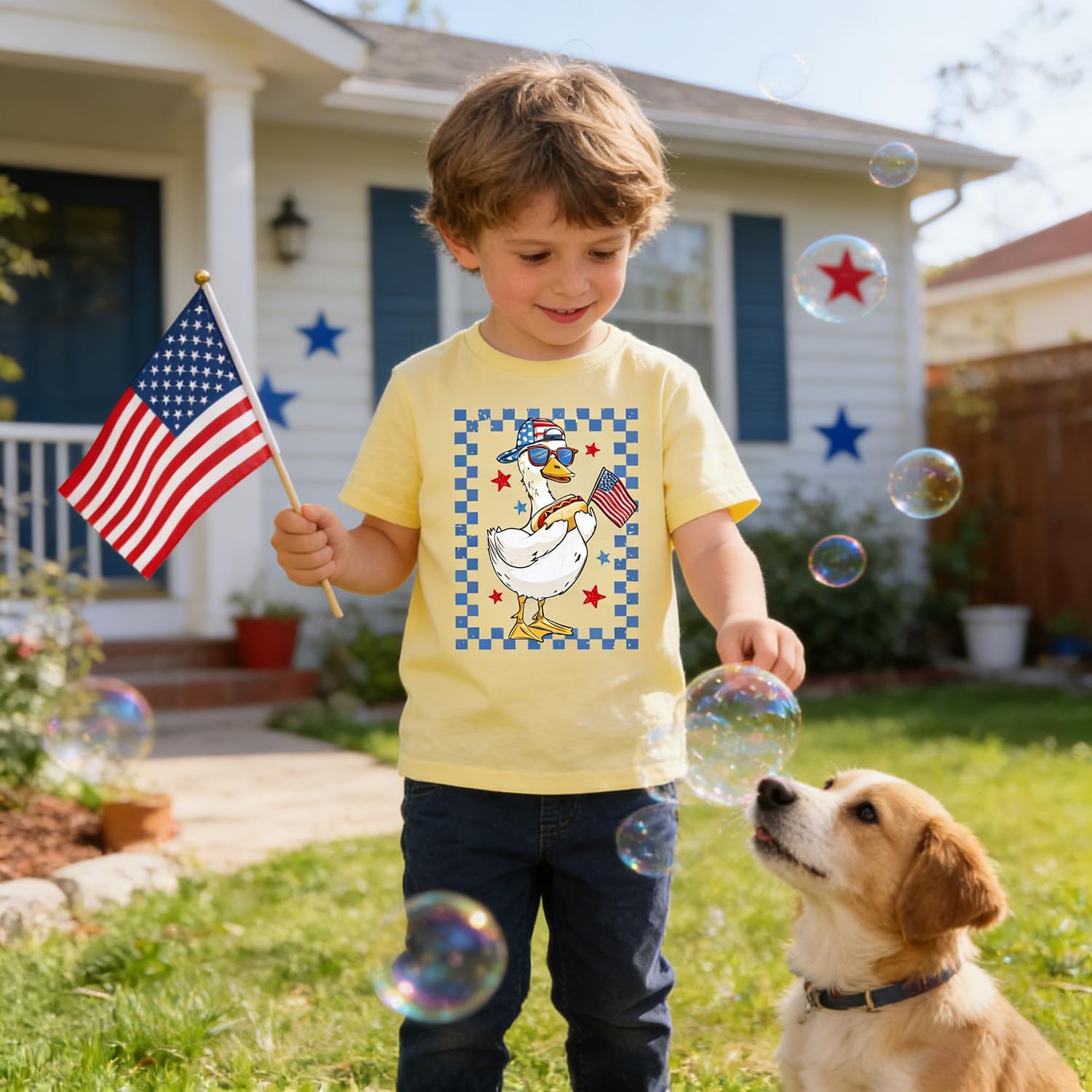 Toddler Boys 4th of July Shirt Kids Bass Construction Goose Tshirt Feral But Free Tops America 250 Tees 2-7 Years
