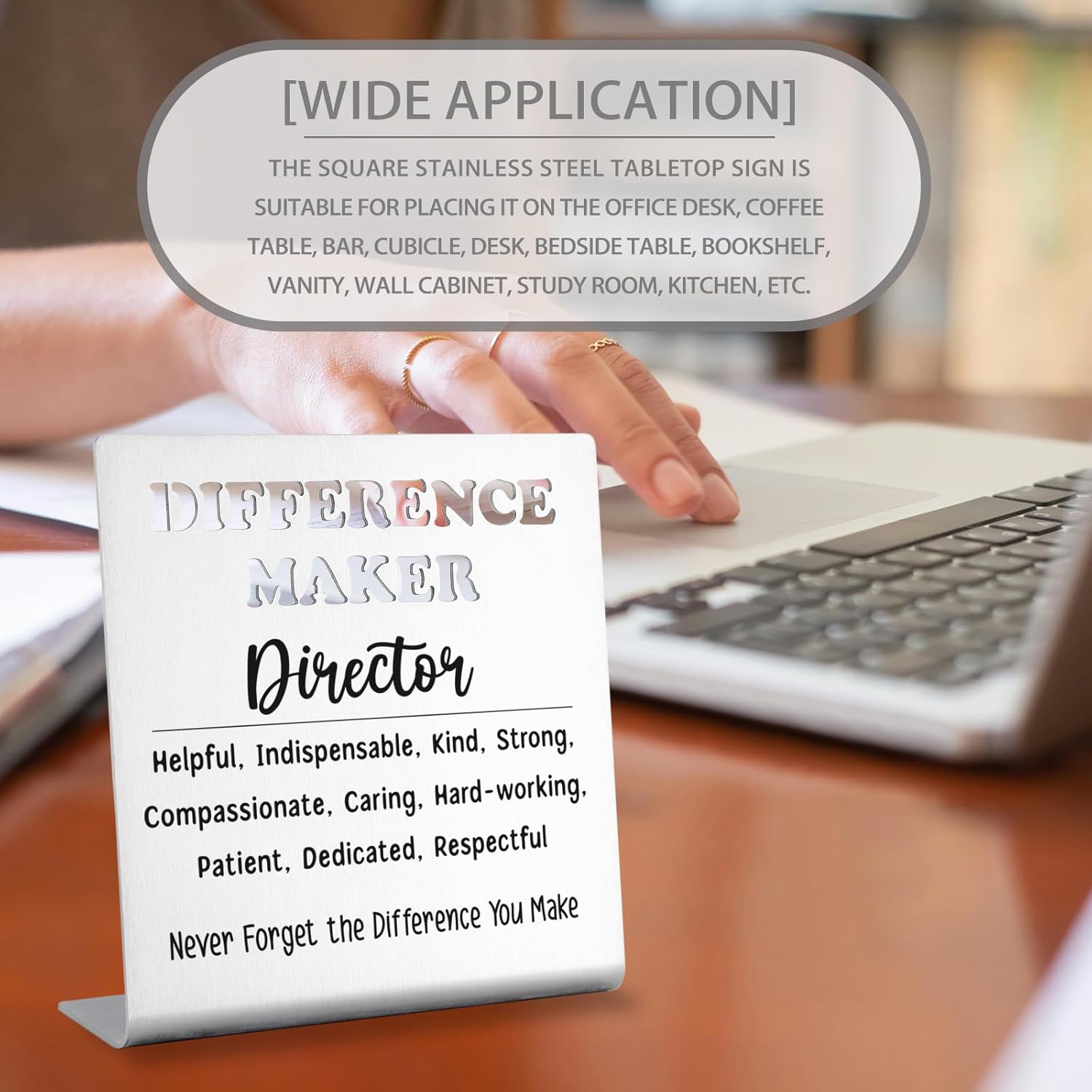 Director Appreciation Gifts, Difference Maker Stainless Steel Desk Sign, Thank You Office Decor Gift for Boss Leader Manager Director Mentor, Inspirational Desk Plaque bke71 - Image 5