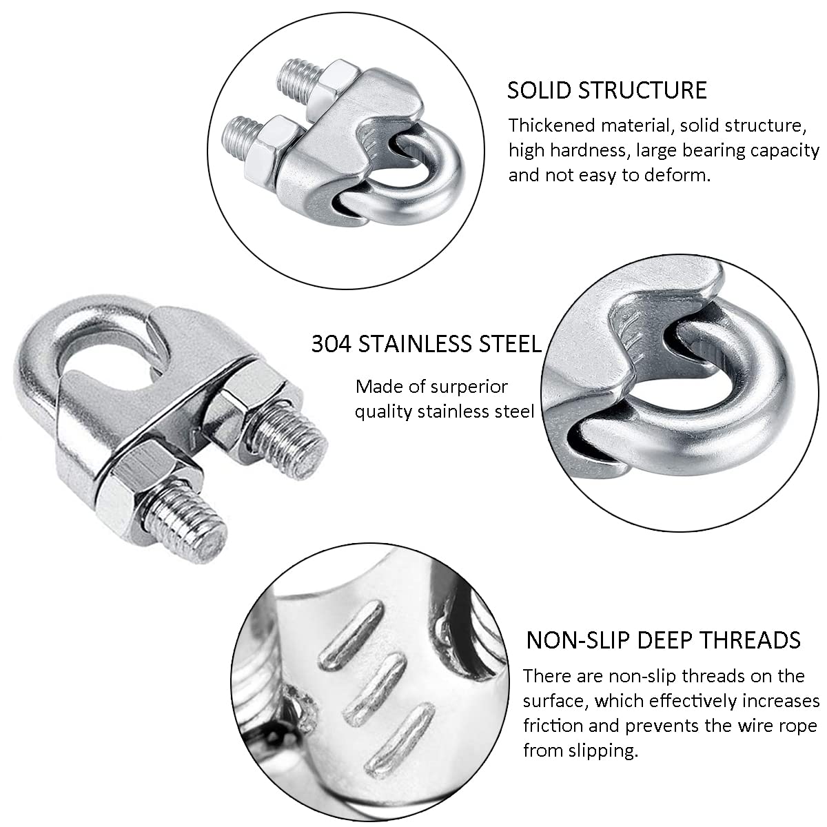 10 Morsetti Per Fune In Acciaio Inox 4mm + 10 Moschettoni - Per Cavi, Recinzioni, Fai Da Te E Lavori - Foto 12