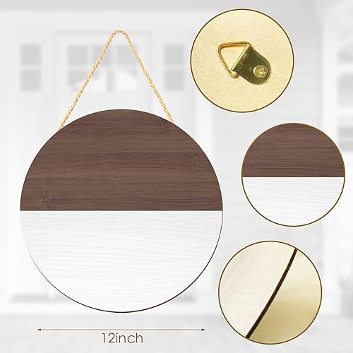 Miniatura 7 de Letrero circular de madera sin terminar en blanco redondo para colgar, placa decorativa de madera con cuerdas para manualidades, colgador de puerta,