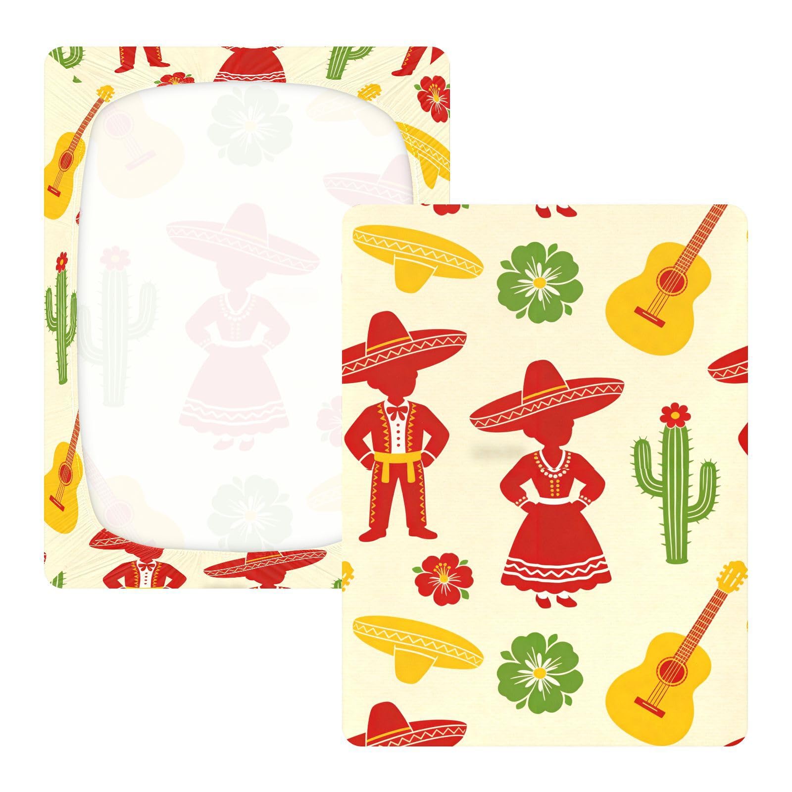 Sábanas de algodón para cuna de bebé con silueta roja del Cinco de Mayo, cómoda y transpirable, funda de cama para guardería, 1 paquete para corral de