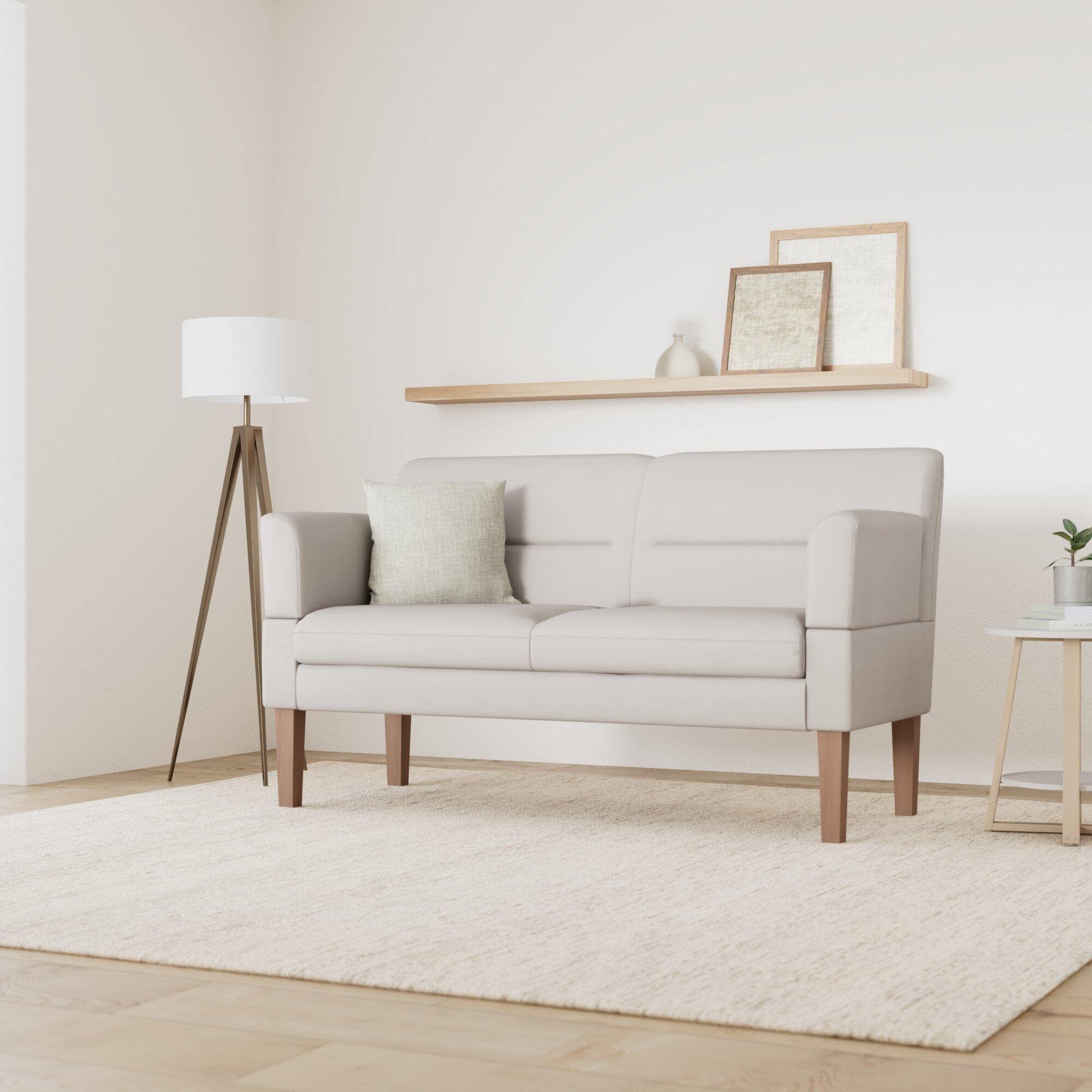 CAVADORE 2,5-Sitzer Küchensofa Kira / Sitzbank für Küche, Esszimmer oder Wohnküche inkl. Armteilverstellung / Leichte Fleckenentfernung dank Soft Clean / 168 x 94 x 81 / Flachgewebe: Hellgrau