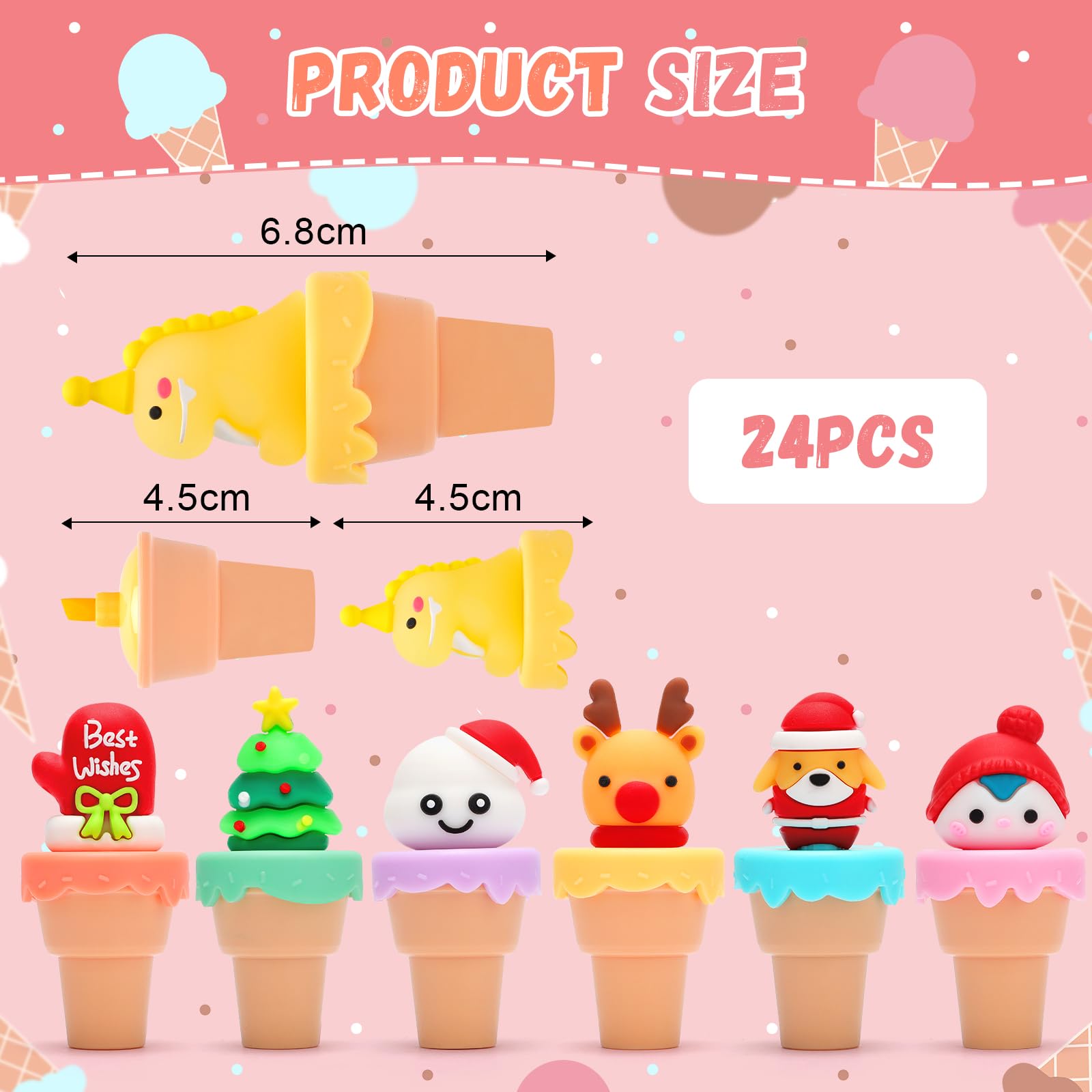 Evidenziatori A Forma Di Gelato SKAMORI - 24 Pezzi Colorati Per Bambini | Regalini Compleanno, Gadget Divertenti - Foto 10