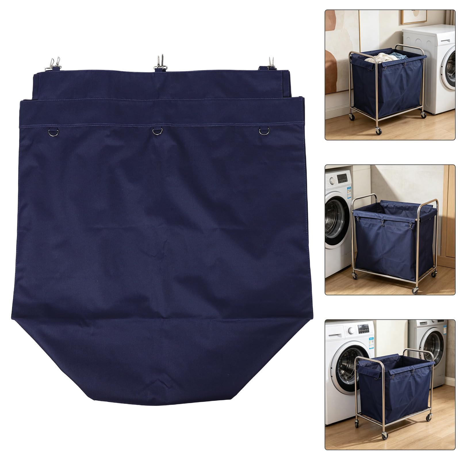 Borsa Interna per Carrello Lavanderia 12l in Oxford Blu | Forma Rettangolare, 83x62x52cm, Rimovibile e Riutilizzabile, per Hotel e Casa