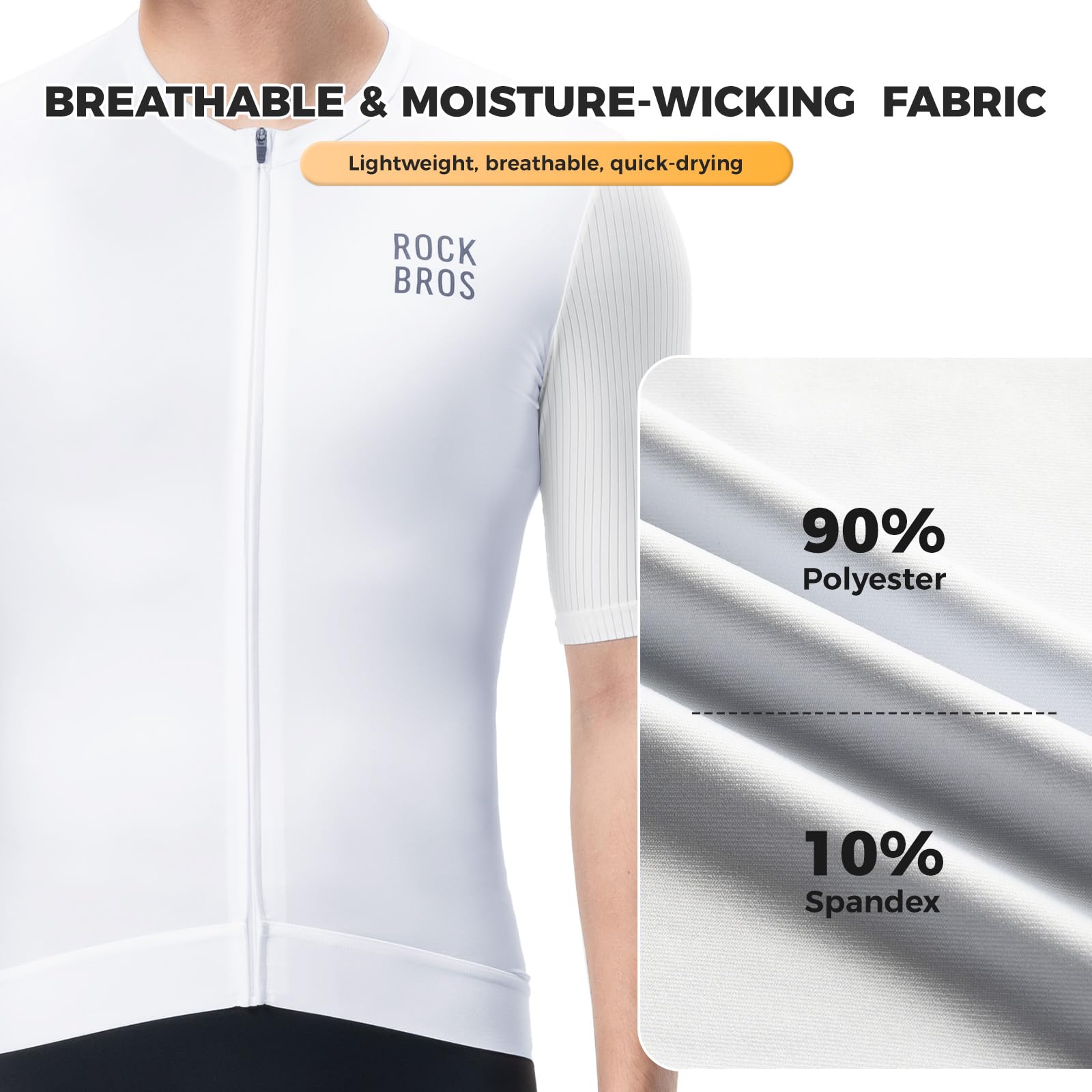 ROCKBROS Maglia da Ciclismo a Maniche Corte Uomo, Magliette da Ciclismo T-Shirt Traspirante e Asciugatura Rapida, con 3 Tasche Posteriori, Top Abbigliamento per Bici Mountain Bike
