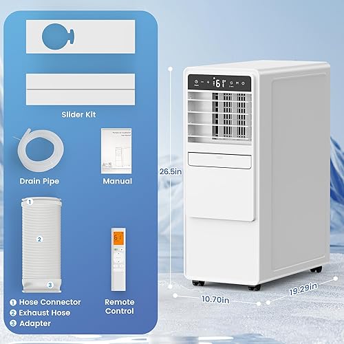 Miniatura 7 de Aire acondicionado portátil de 12000 BTU para habitaciones de hasta 500 pies cuadrados, unidad de CA portátil 3 en 1 con ventilador y