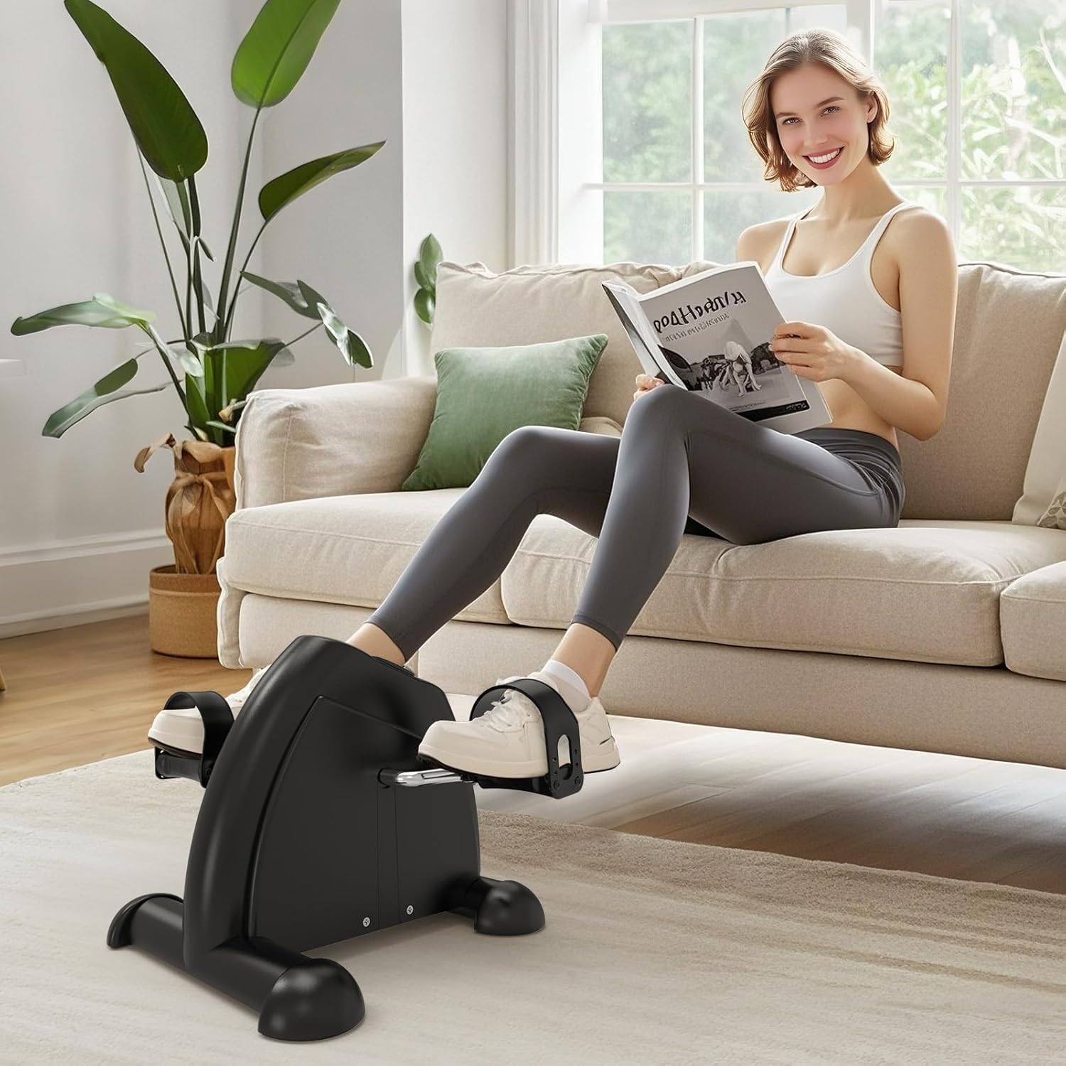 BHAVYATA™ Under Desk Pedal Exerciser – Mini Exercise Bike with Adjustable Resistance, LCD Display, Non-Slip Pedals & Quiet Operation for Arm & Leg Workout – Home & Office Fitness Equipment