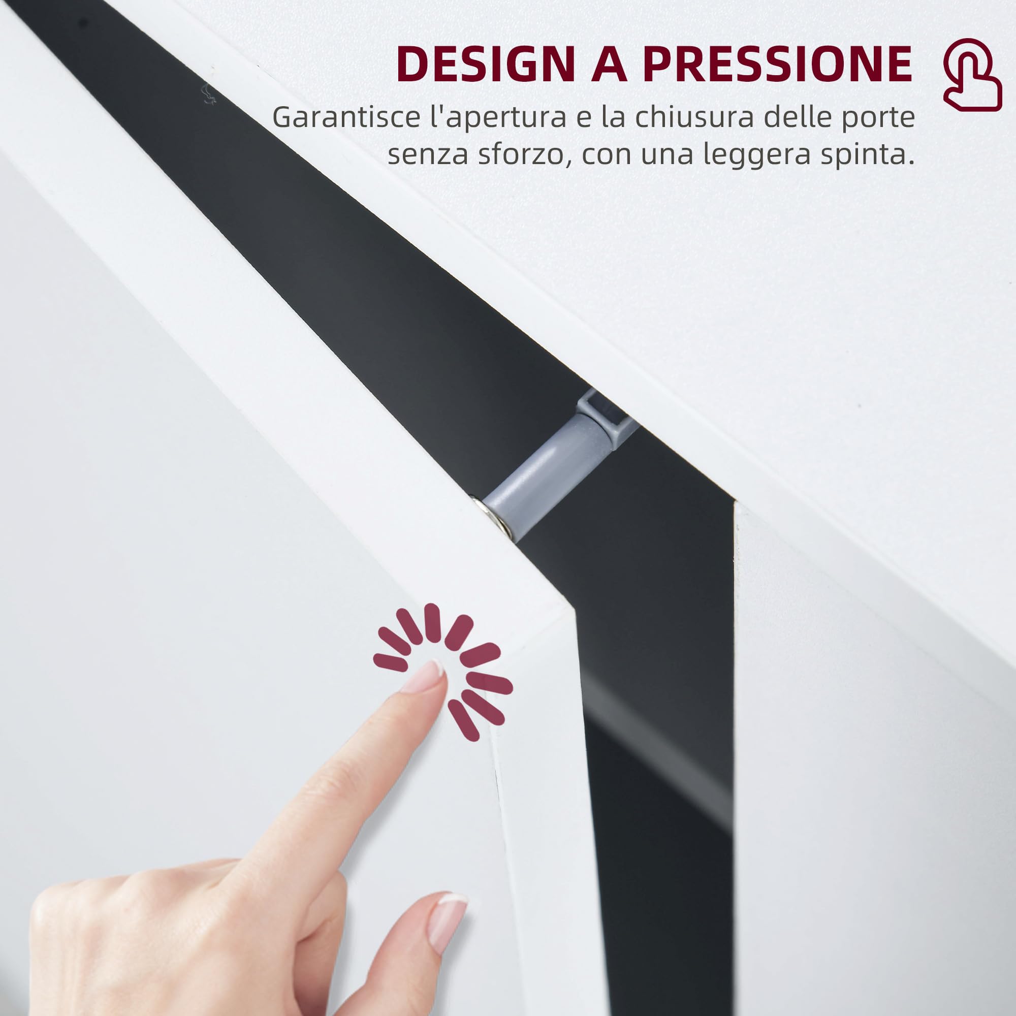 HOMCOM Credenza Moderna con 2 Armadietti a 3 Ripiani, Mobile Multiuso in Legno, 107x40x80 cm, Bianco