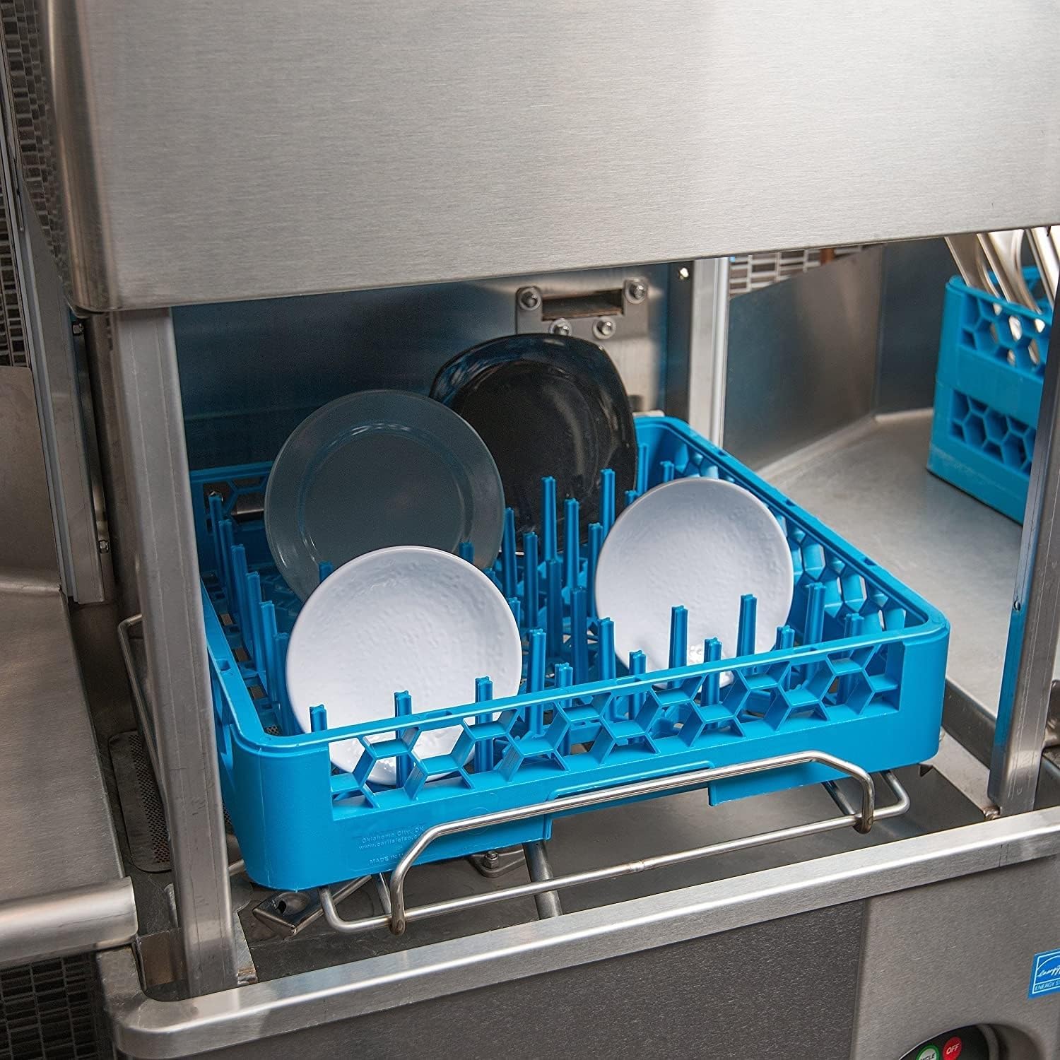 Soro Essentials- 25-Peg Plate and Tray Rack Blue Color Polypropylene- Commercial Rack for Kitchen Counter Durable Kitchen Drying Rack for Dishes Platters and Trays