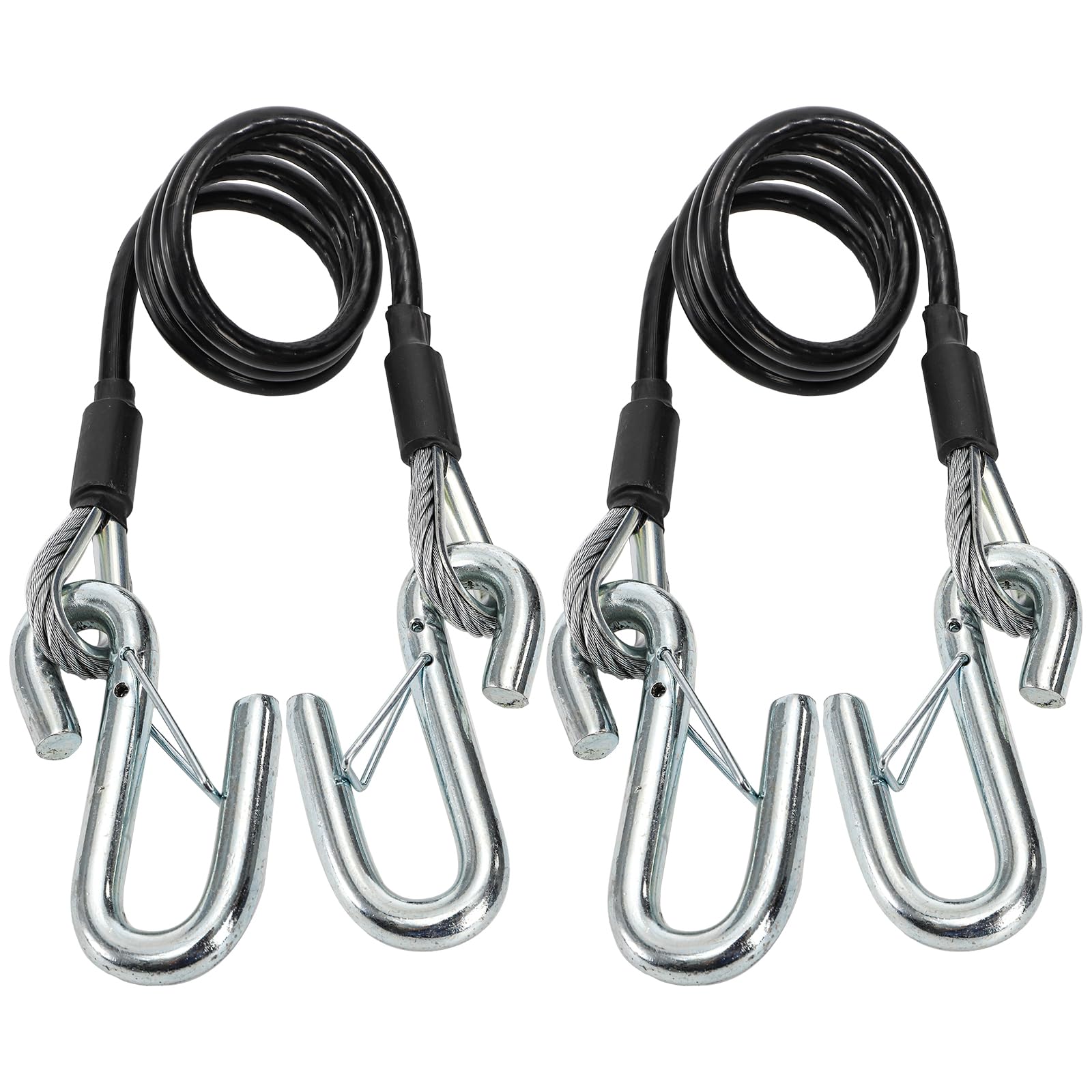 Eorbow Anhänger-Sicherheitskabel, 111,4 cm, Vinyl-beschichtete Spiralschleppkette, 2,1 cm Karabinerhaken mit Verriegelung für Boot, 2,3 kg Bruchfestigkeit, 2 Packungen