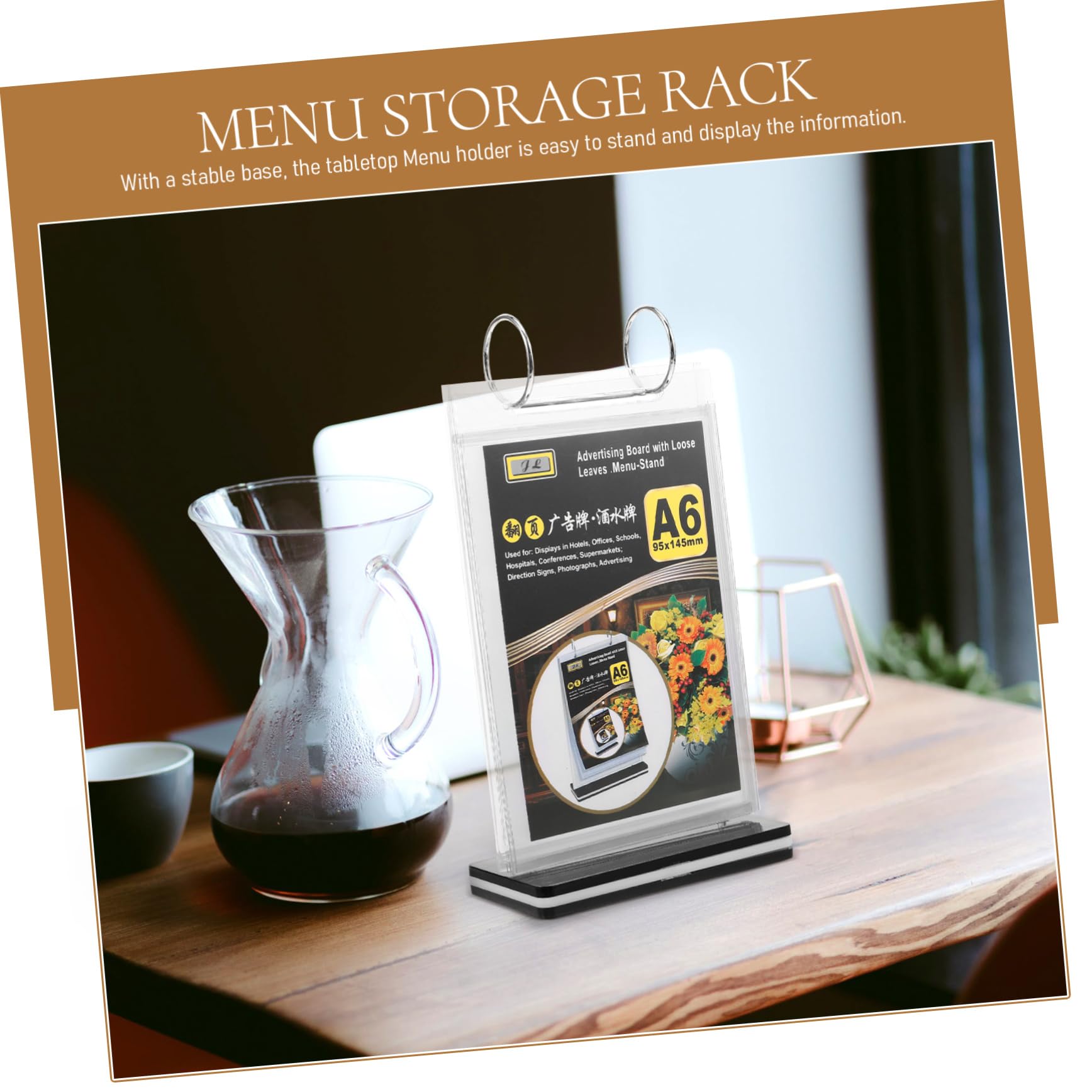 DOITOOL 10 Piezas Soporte de Menú de Escritorio con Base para Exhibición de Restaurantes Soporte Transparente para Menús y Carteles para Eventos y Ferias