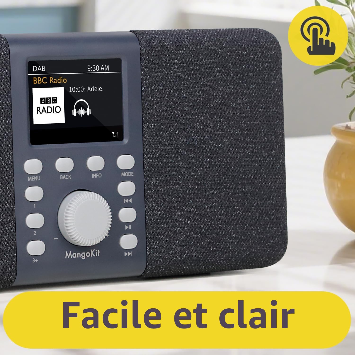 Radio Numérique DAB+ Stéréo Portable Bluetooth FM 40 Stations Préréglées Gris Foncé