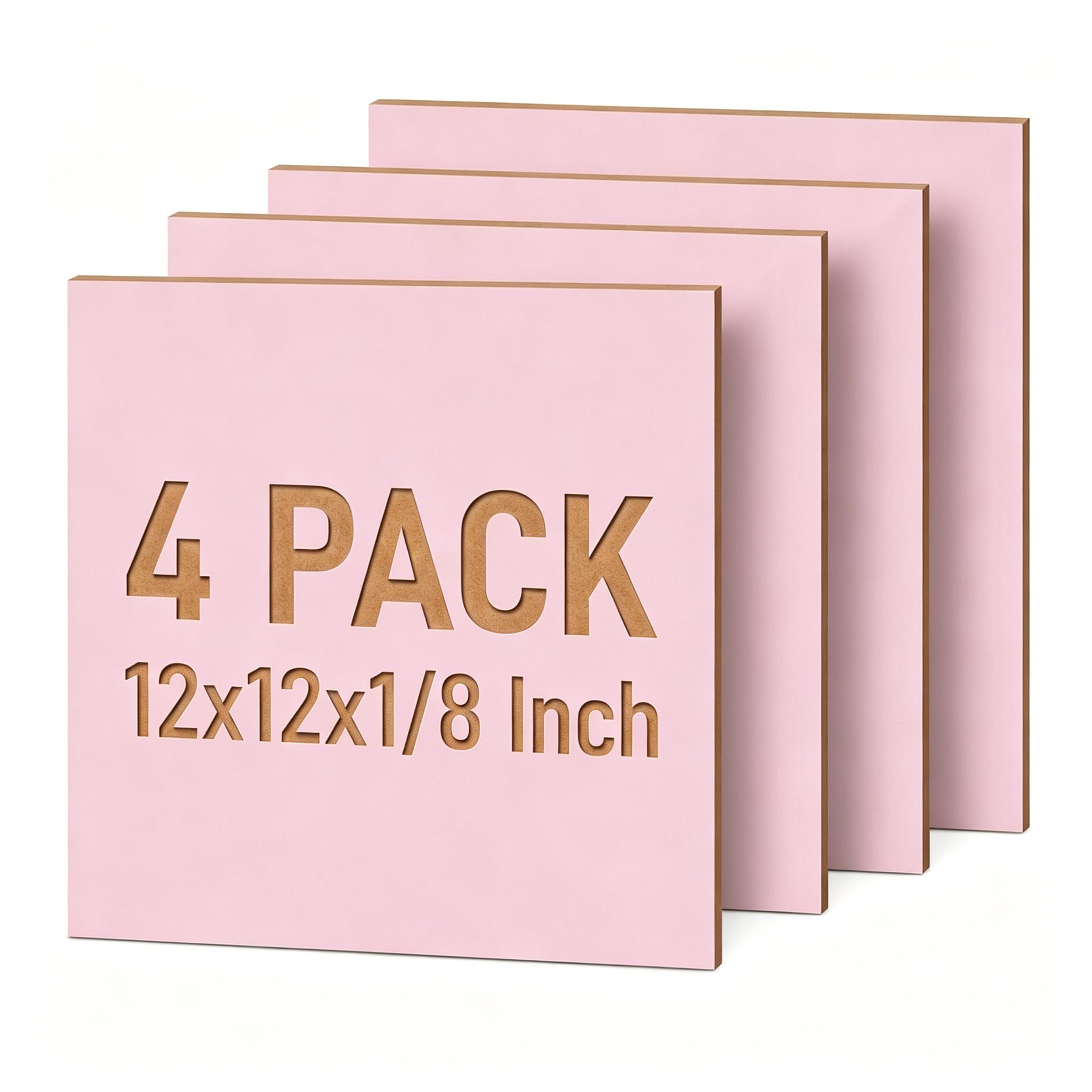 Creatorally 4 Pack Pre-Painted Basswood Plywood Sheets, 300x300x3mm, Coloured Craft Wood Boards, Ready for Laser Cutting, Engraving & DIY Projects (Pink)