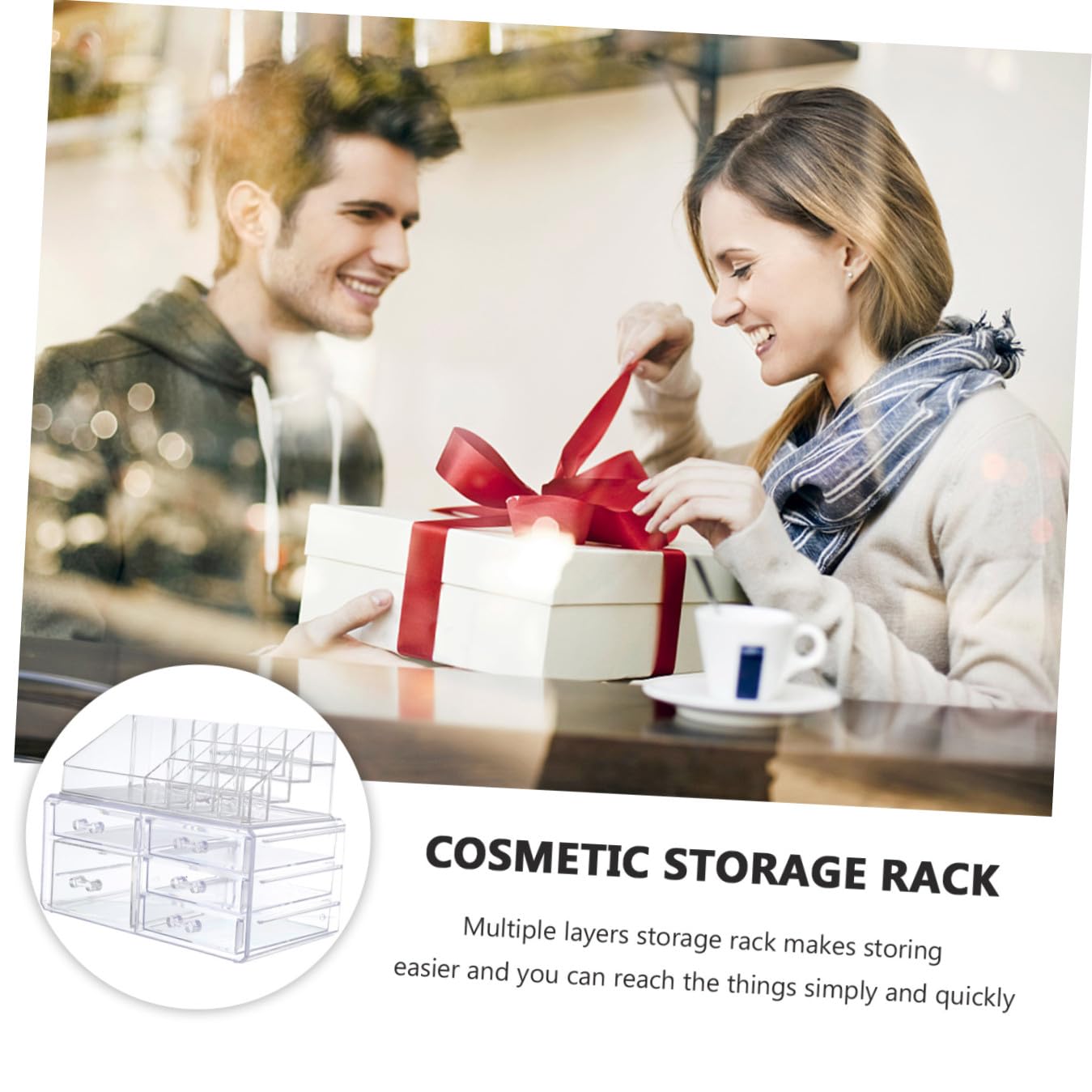 Organizer Cosmetici da Bagno Acrilico Cassetti per Make-up Donna