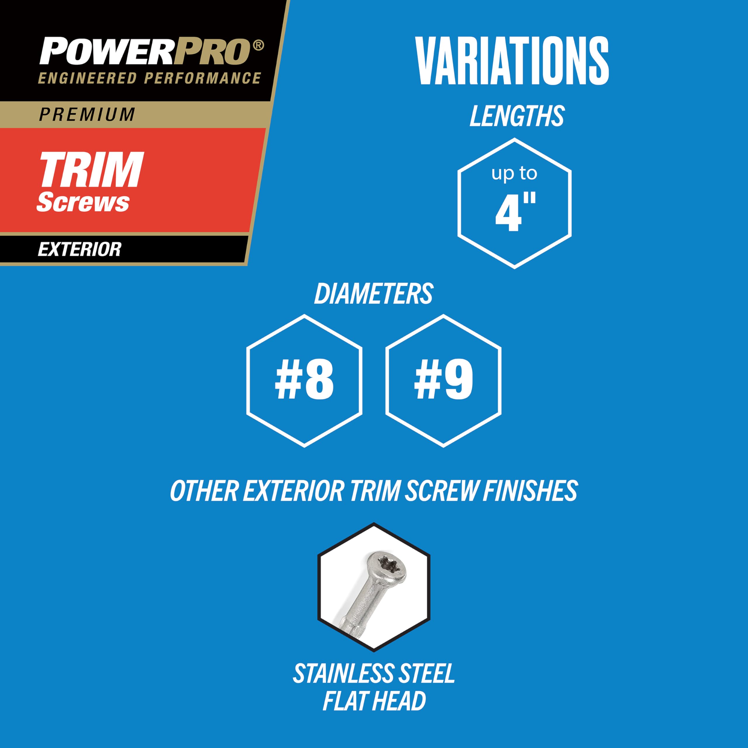 Power Pro 48637 - Tornillos de moldura multiusos, 8 x 2-1/2 pulgadas, para madera, cubierta, compuesto y exterior, resistentes a la corrosión, bronce, tubo de 5 libras, 655 piezas