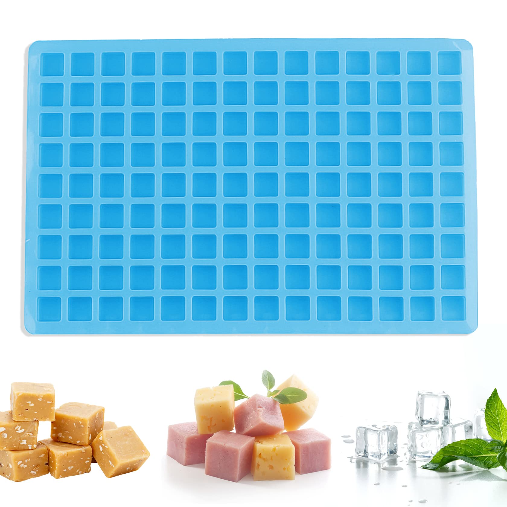 126-Cavity Square Silicone Candy Molds - Mini Silicone Molds for Hard Candy, Chocolate,Ice Cubes (Blue)