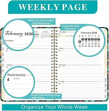 Planner 2025-2026 - Daily Weekly and Monthly - Academic Planner from July 2025-June 2026, 8.5*6.3, Hardcover, Daily Organizer, with 12 Monthly Tabs and Pocket, 2PCS Bookmark