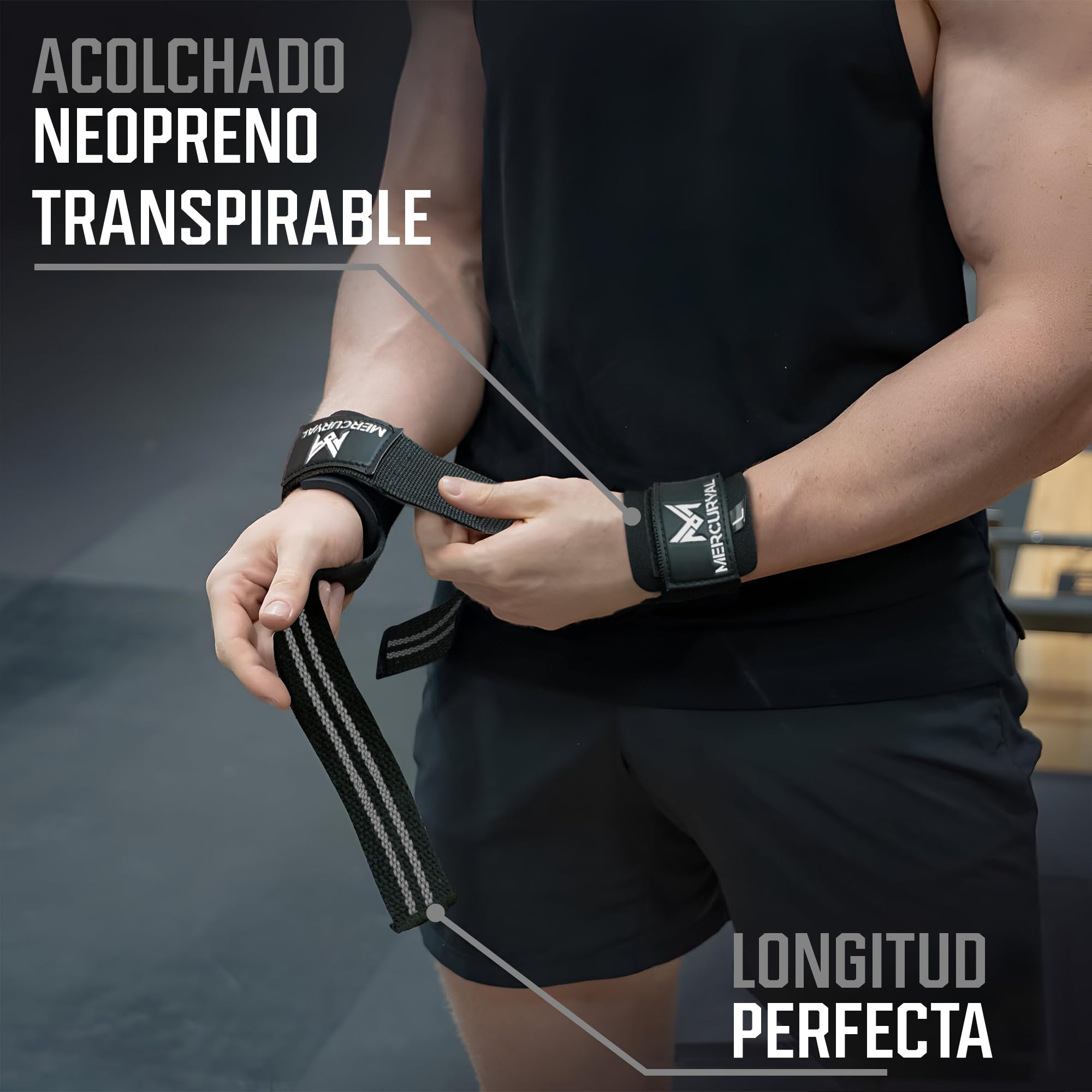MERCURYAL Straps Gym z paskiem na nadgarstek do podnoszenia ciężarów i podnoszenia ciężarów - Siłownia na nadgarstki - Podnoszenie pasków - Paski chwytające - Kierownice do siłowni do ciężaru martwego