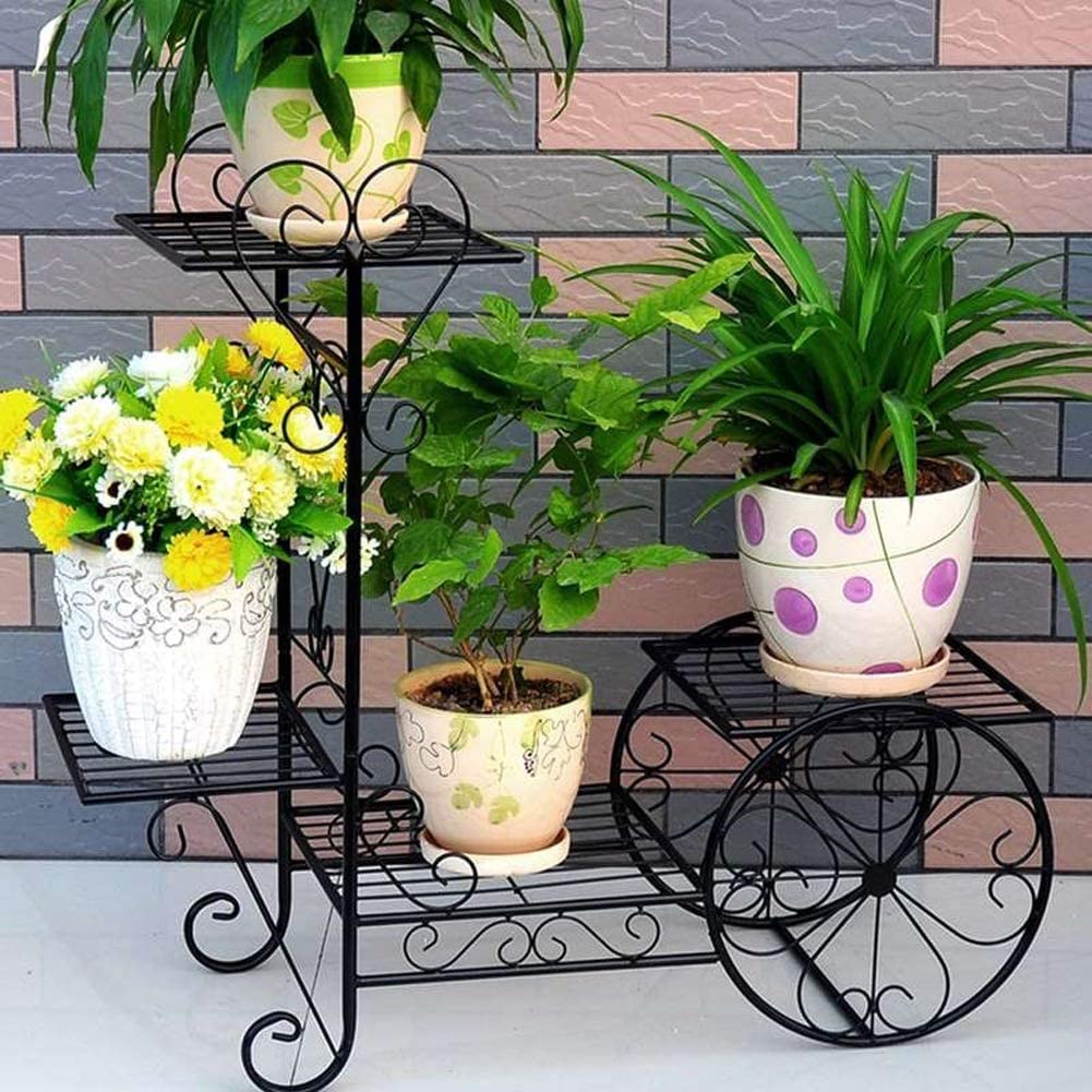 Kundi Antique Plant Stand Flower Trolley Rack Display Metal Indoor Flower Pot Shelf Garden Flower Pot Holder Flower Shelf (Black) (B0BMCMGKCR) Amazon Price History, Amazon Price Tracker