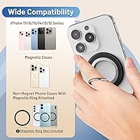 Vista 2 de Soporte para anillo de teléfono, imán magnético de doble cara para teléfono celular, soporte para dedo para teléfono celular extraíble con mango