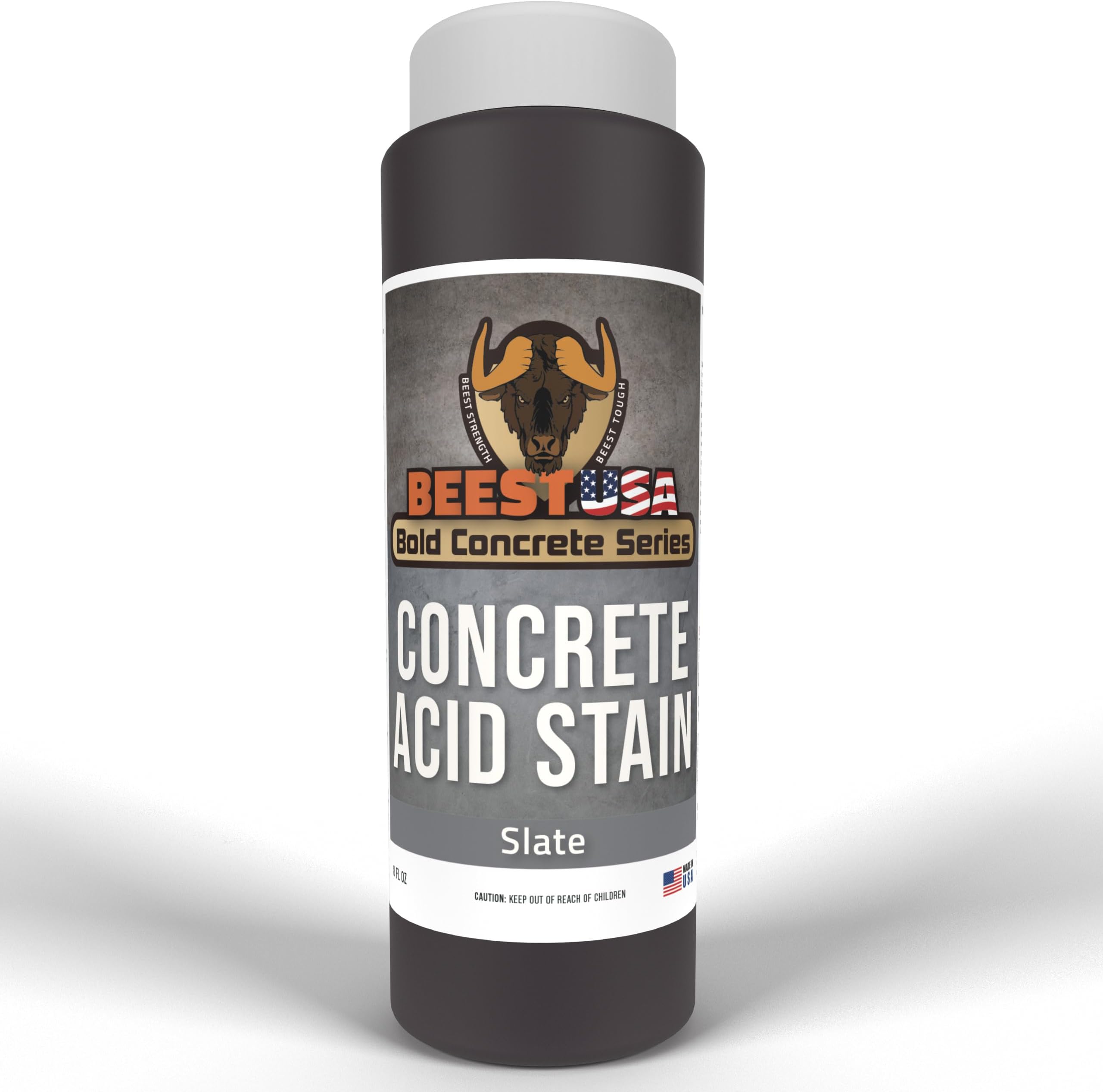 BEEST Concrete Stain - Slate, Test 8 oz Concrete Dye on a Small Area for Desired Results - Acid Stain for Floors, Pavers, Patios, Countertop, Cement, Driveway - Unique Marbled Finish