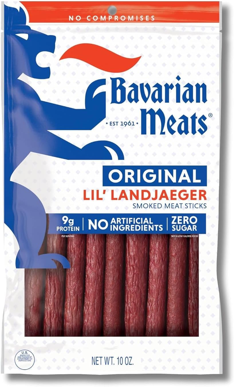 Bavarian Meats Lil' Landjaeger Meat Sticks, Smoked Sausage Protein Snacks, Zero Sugar, Great Source of Protein, Gluten Free, Keto Friendly Low Carb Snack, 10 Ounce