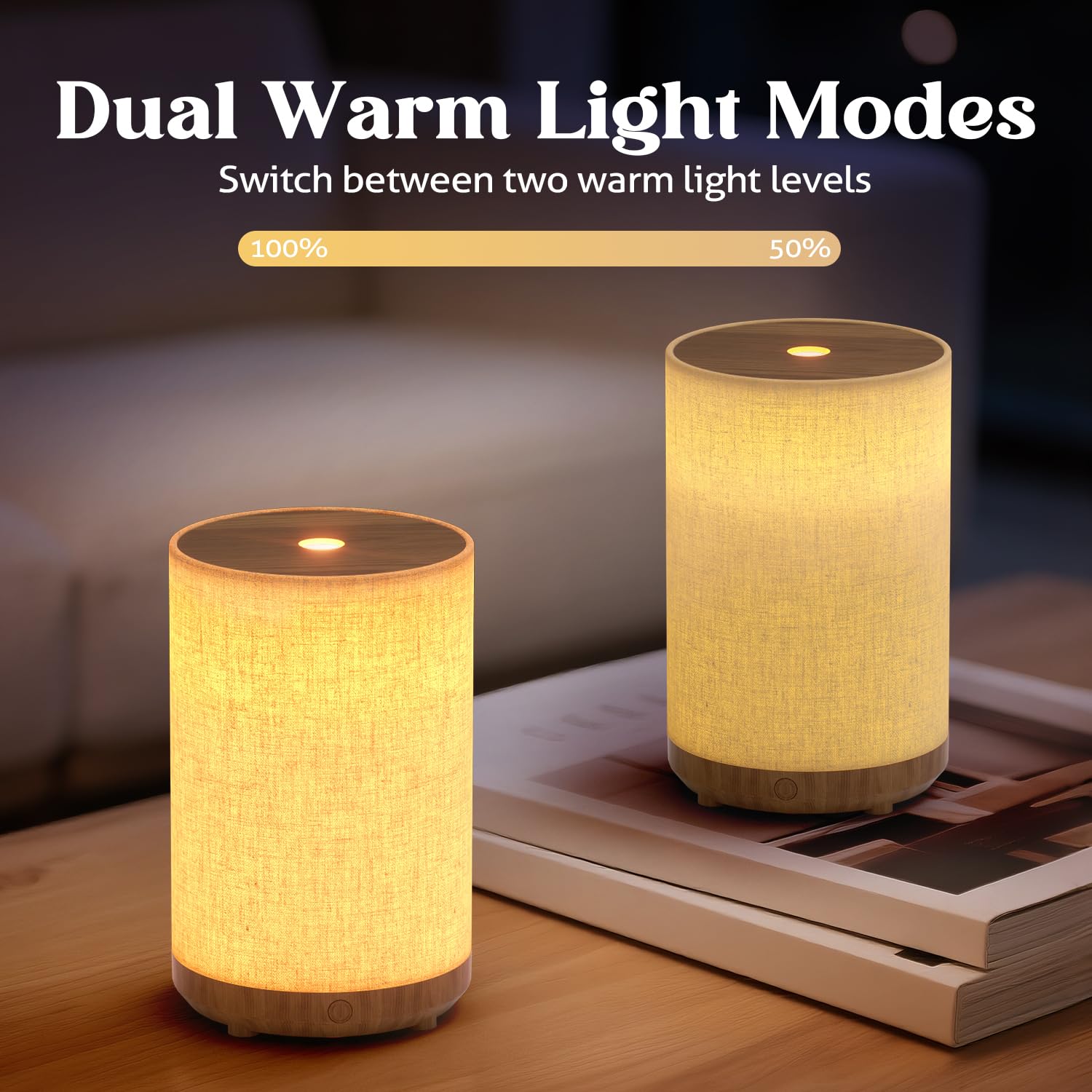 Mini Aroma Diffuser für Atherische Öle, Elektrisch Betrieben Diffusor mit Netzanschluss, Stoffbezug und Nachtlampe, 120ml Ultraschall-Luftbefeuchter mit 7-LED-Licht, für Schlafzimmer Yoga, Geschenk