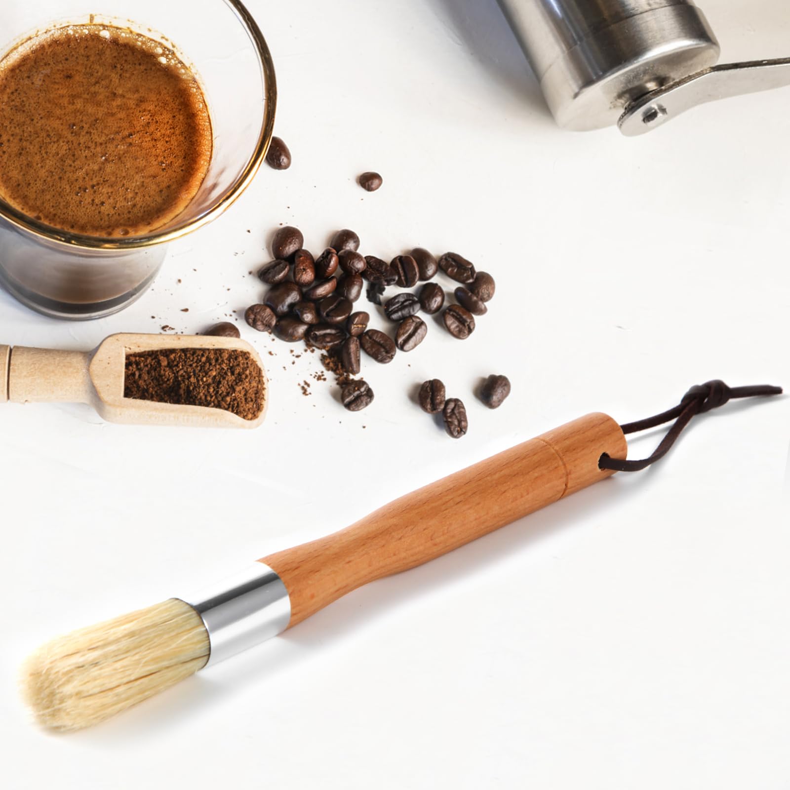Brosse Nettoyage Moulin à Café Et Machine Expresso LAOYE - Poils Naturels Et Manche Bois