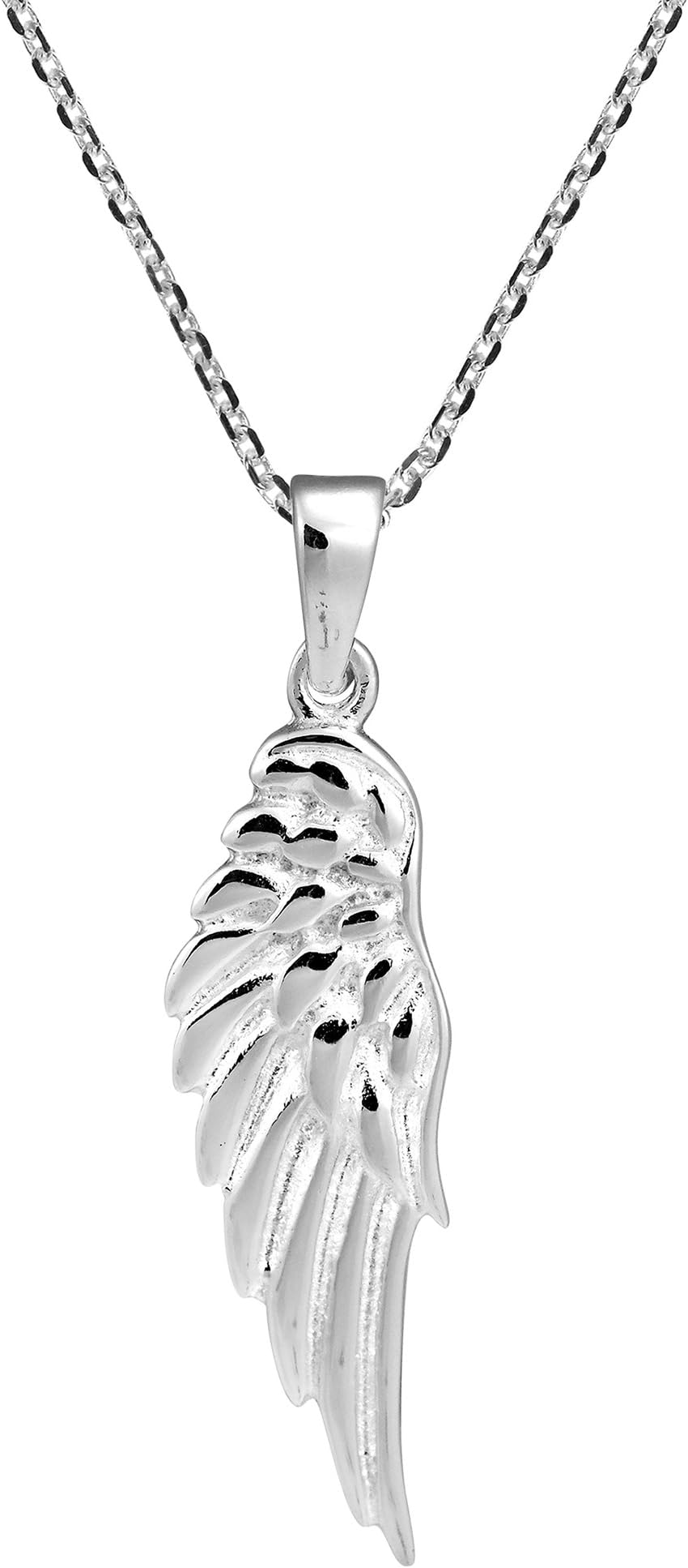 Enchanting Shiny Sterling Silver Angel Wing Earrings and Necklace