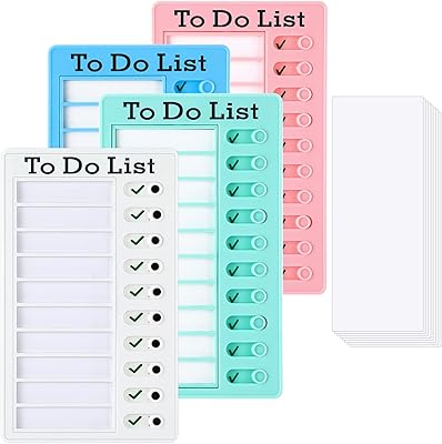 4 Pack Chore Chart for Kids, to Do List Chart Plastic Checklist Board with 8 Detachable Cardstock for Home Routine Planning