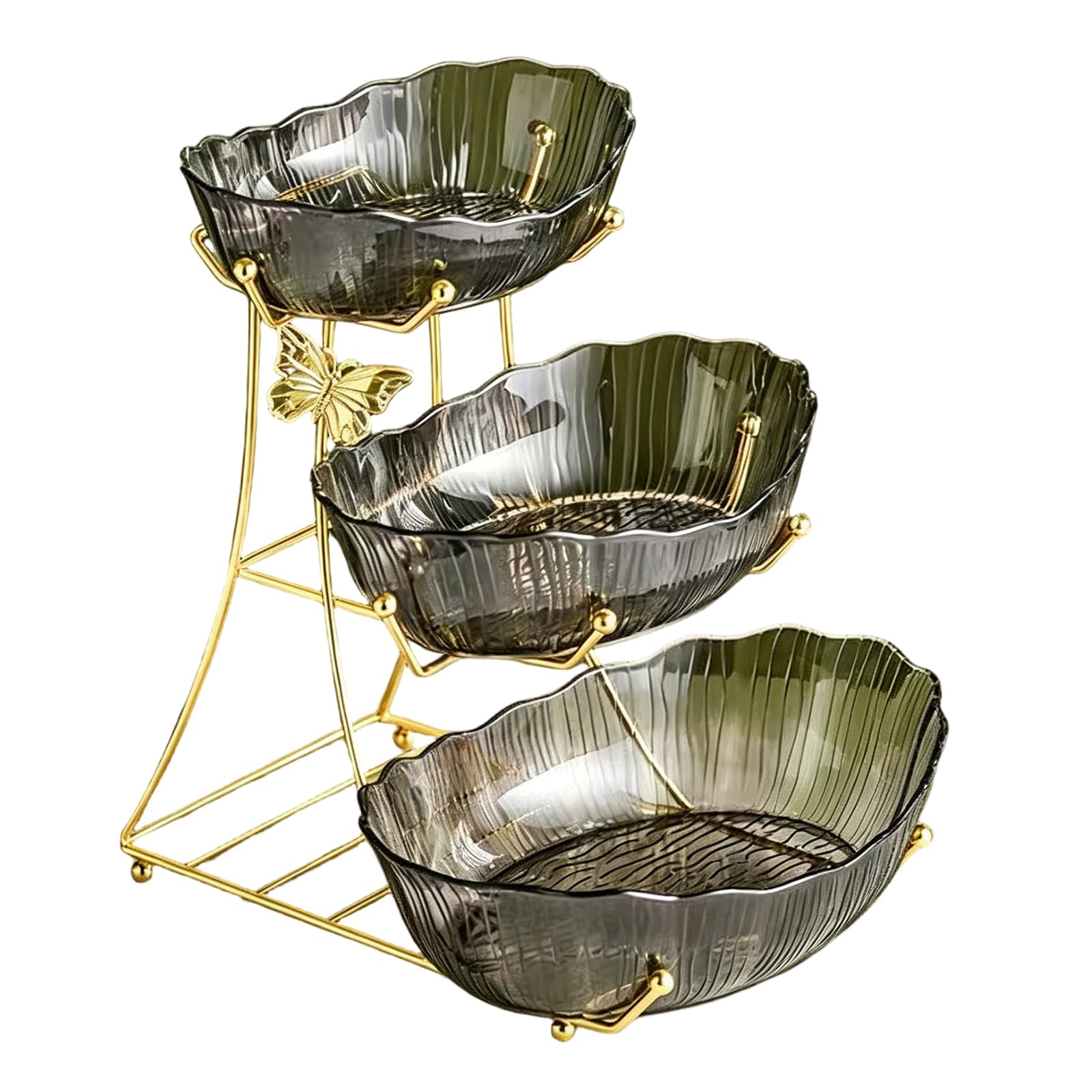 Qusinfc Stackable 3 Tiers Snacks Container Multi Layer Dessert Cake Tray Plate Rack for Family Gatherings Picnics Fruit Dessert Tray