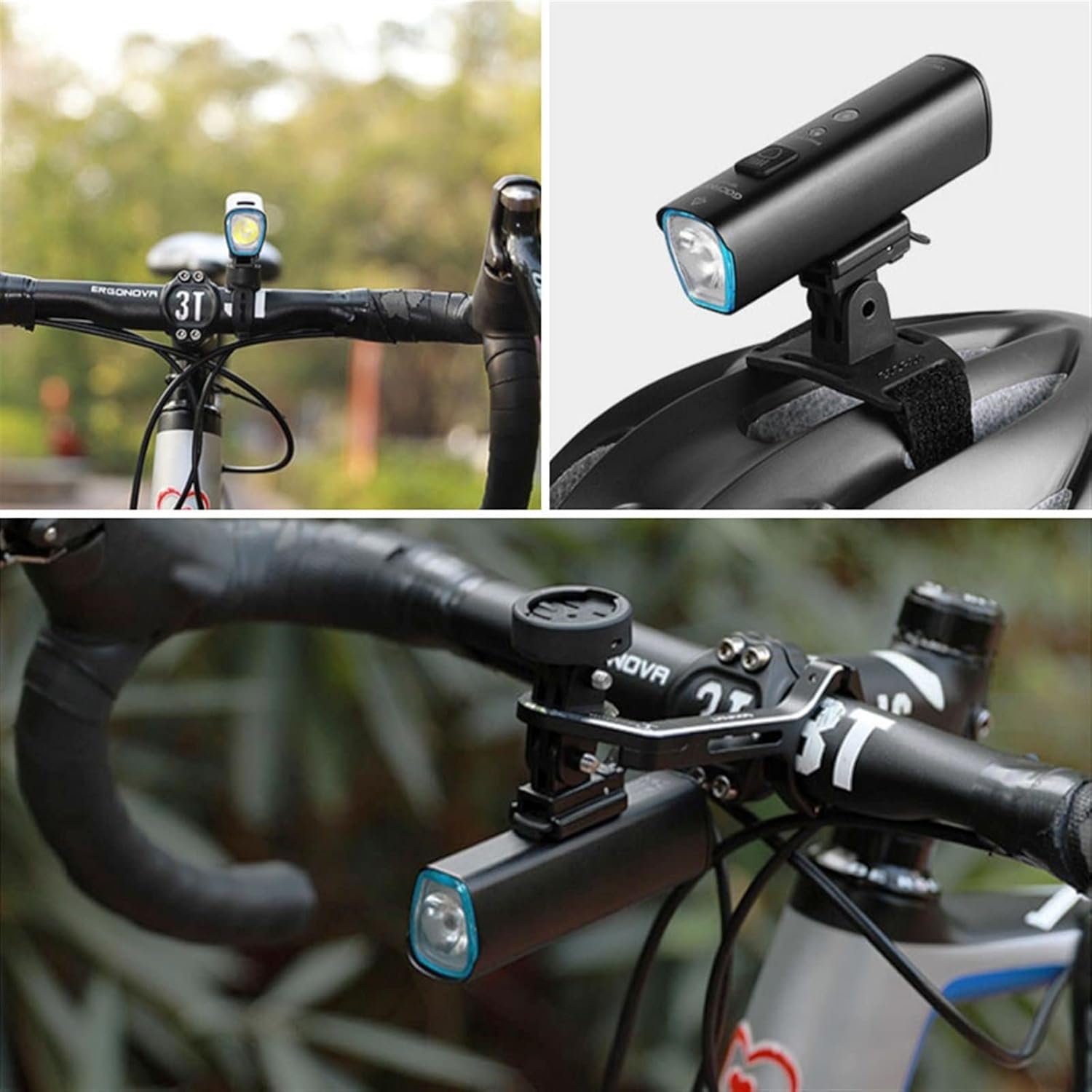 Light Mounted on Bicycle and Helmet