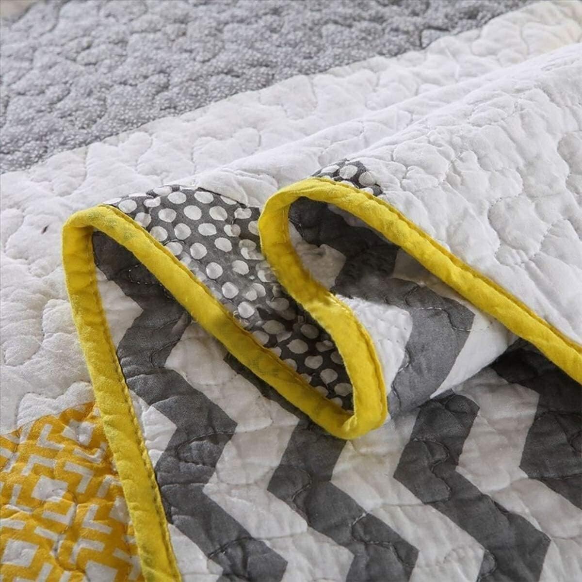 Bedspreads Patchwork Yellow and White Wavy Stripes Design Cotton Summer Bed Cover Bedding 3 Pieces Stripe Quilt Bedspread (Colour: Stripe Size: 230000 cm) (Stripe 240 x 280 cm)