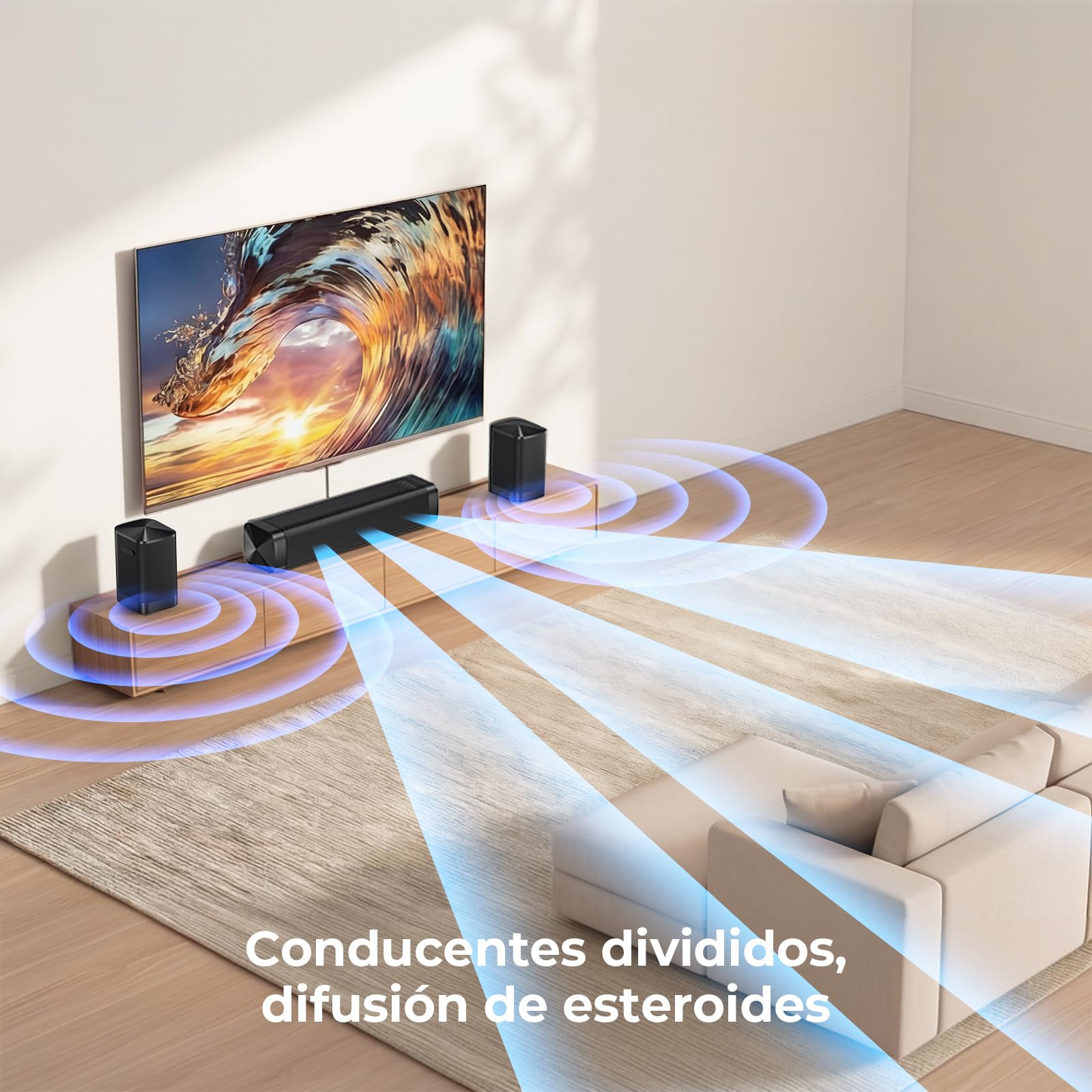 GarageRock 2.1ch Barra de Sonido TV, 2026 Upgraded 3-in-1 Desmontable Soundbar, Dolby Audio, Graves Potentes Integrados, Peak Power 160W Barra Sonido, Bluetooth/ARC/Opt/AUX/TV/PC/Gaming,1 Pcs