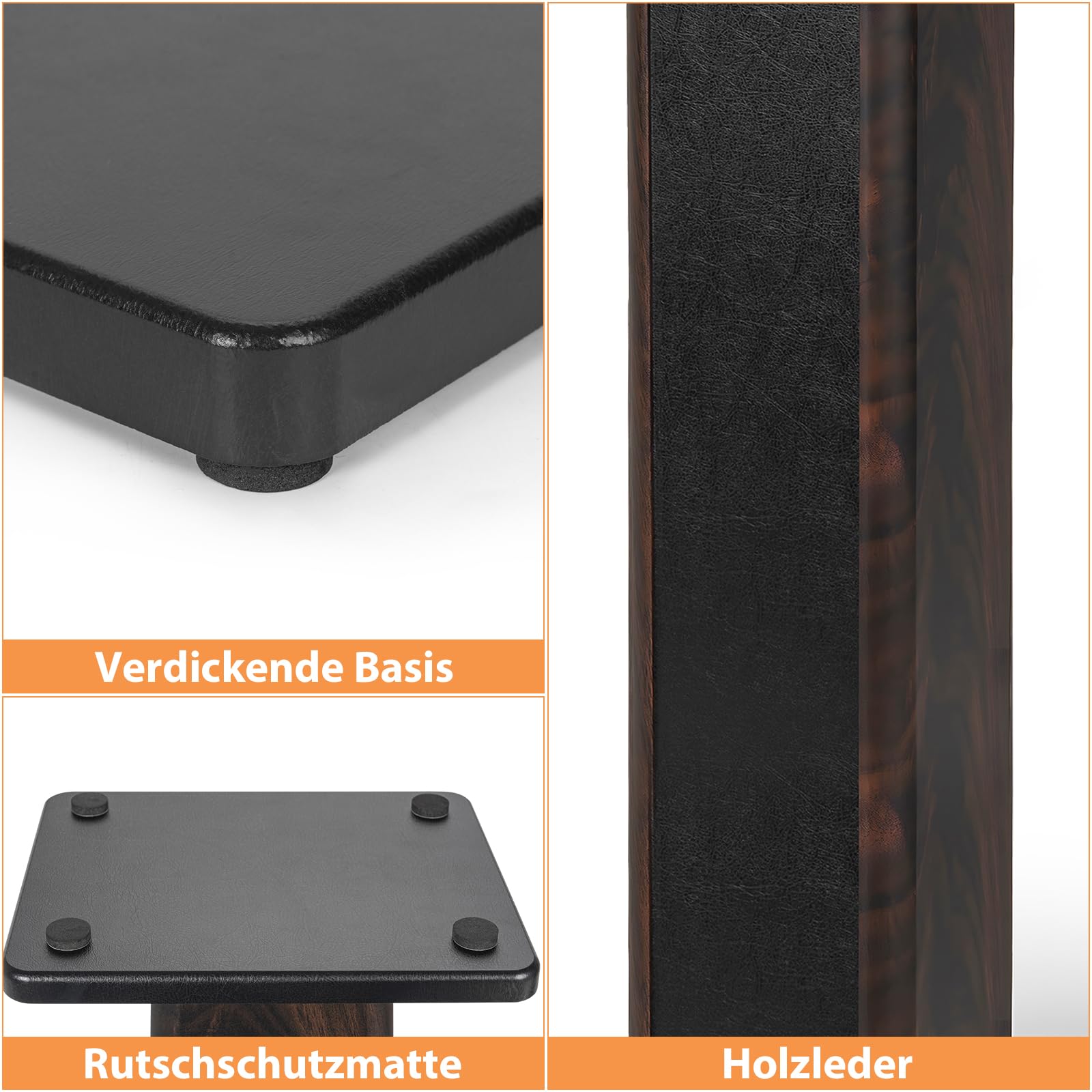 2er-Pack Holz-Lautsprecherständer mit Sand Füllbarer Design, Boxenständer Holz für Satelliten Regallautsprecher, Tragkraft bis zu 50 KG, Universelle Lautsprecherständer (60CM)
