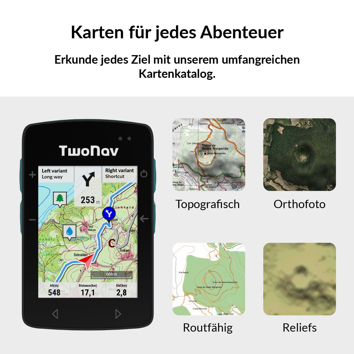 TwoNav ROC (32 GB) + Karte 1 Region Deutchland BKG Topo 1:25000, Outdoor GPS mit 2,7-Zoll-Bildschirm für MTB, Fahrrad, Gravel oder Bikepacking oder Navigation