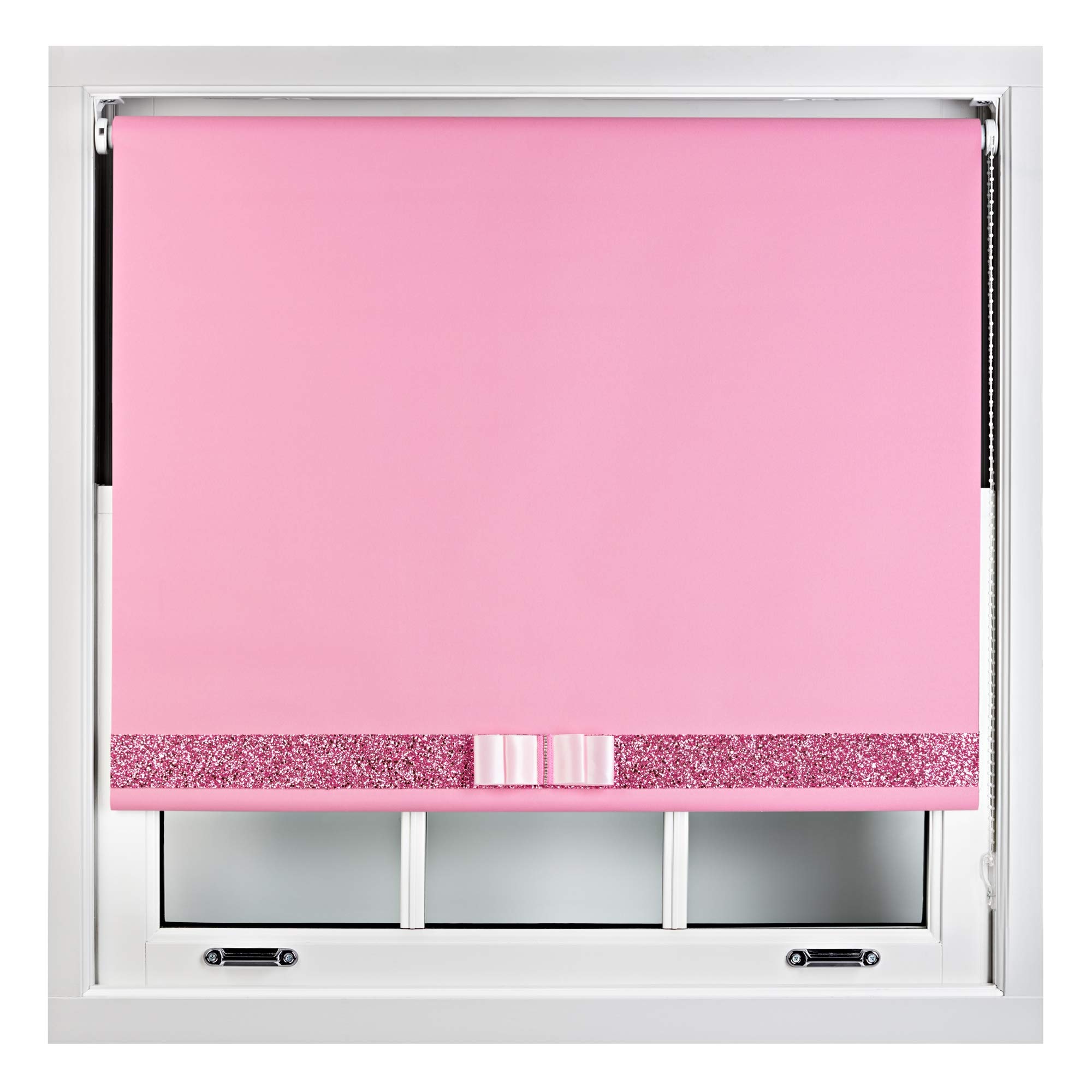 Furnished Pink Blackout Roller Blind With Decorative Pink Glitter & Pink BowTrimmable (W)115Cm X (L)165Cm from B&Q