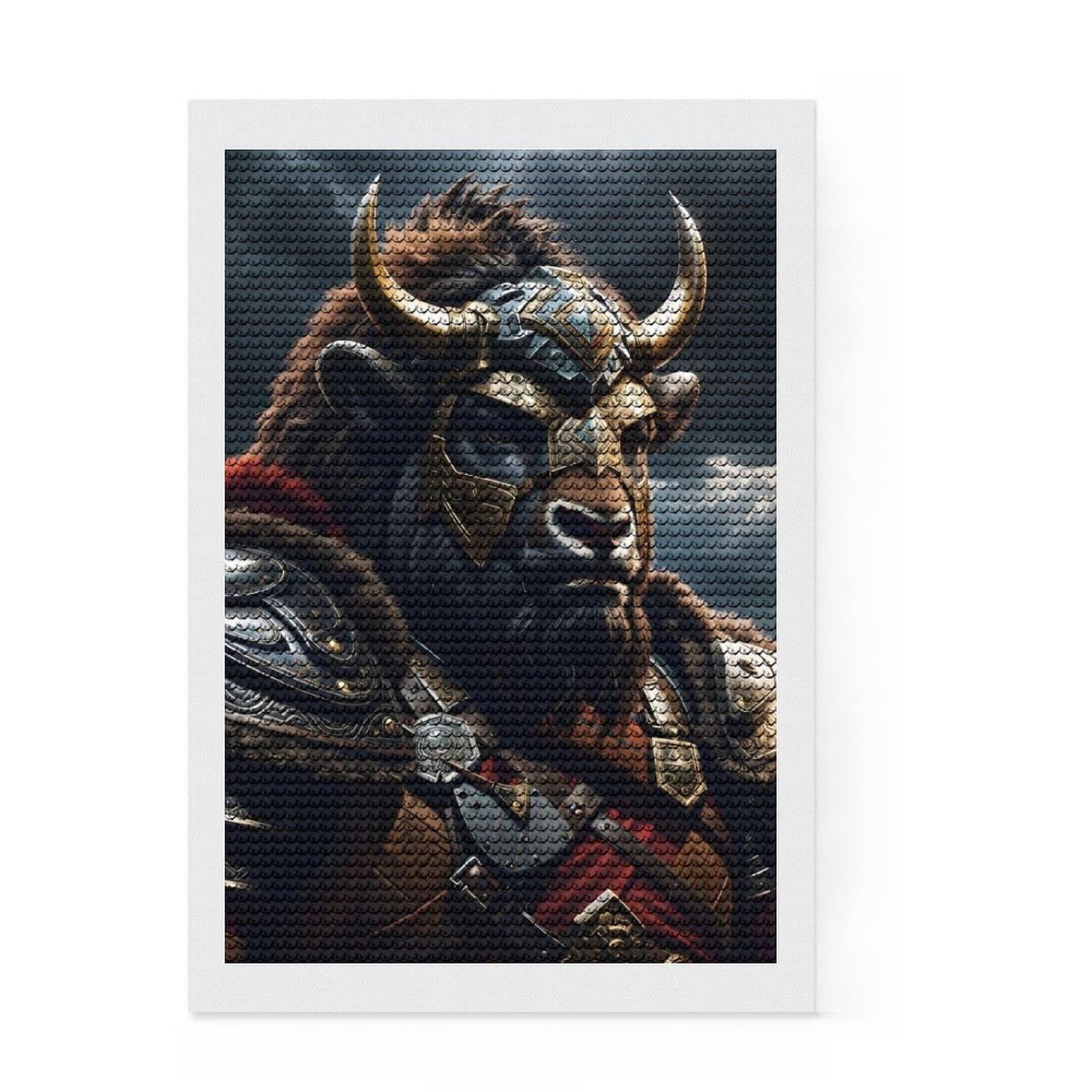 Junmoney Bison Armor Diamond Art Canvas 8"x12", for Women, Simple to Start, Modern Decor, Gift Idea, Nice Detail and Sparkle