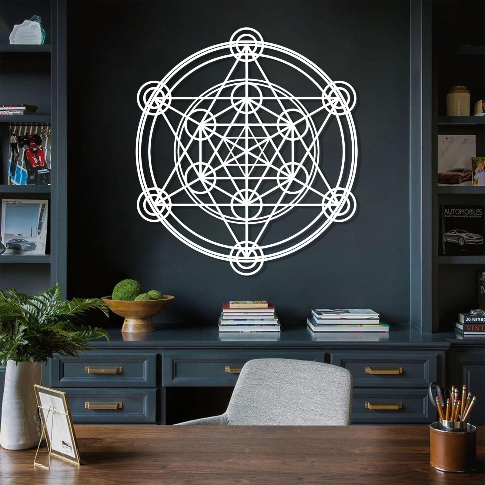 Generisch Wandkunst aus Metall in Form eines Metatron-Würfels, Wanddekoration mit Heiliger Geometrie, Kunst der Blume des Lebens, Metallkunstwerk-Dekoration, Moderne Skulptur, Heimdekoration für