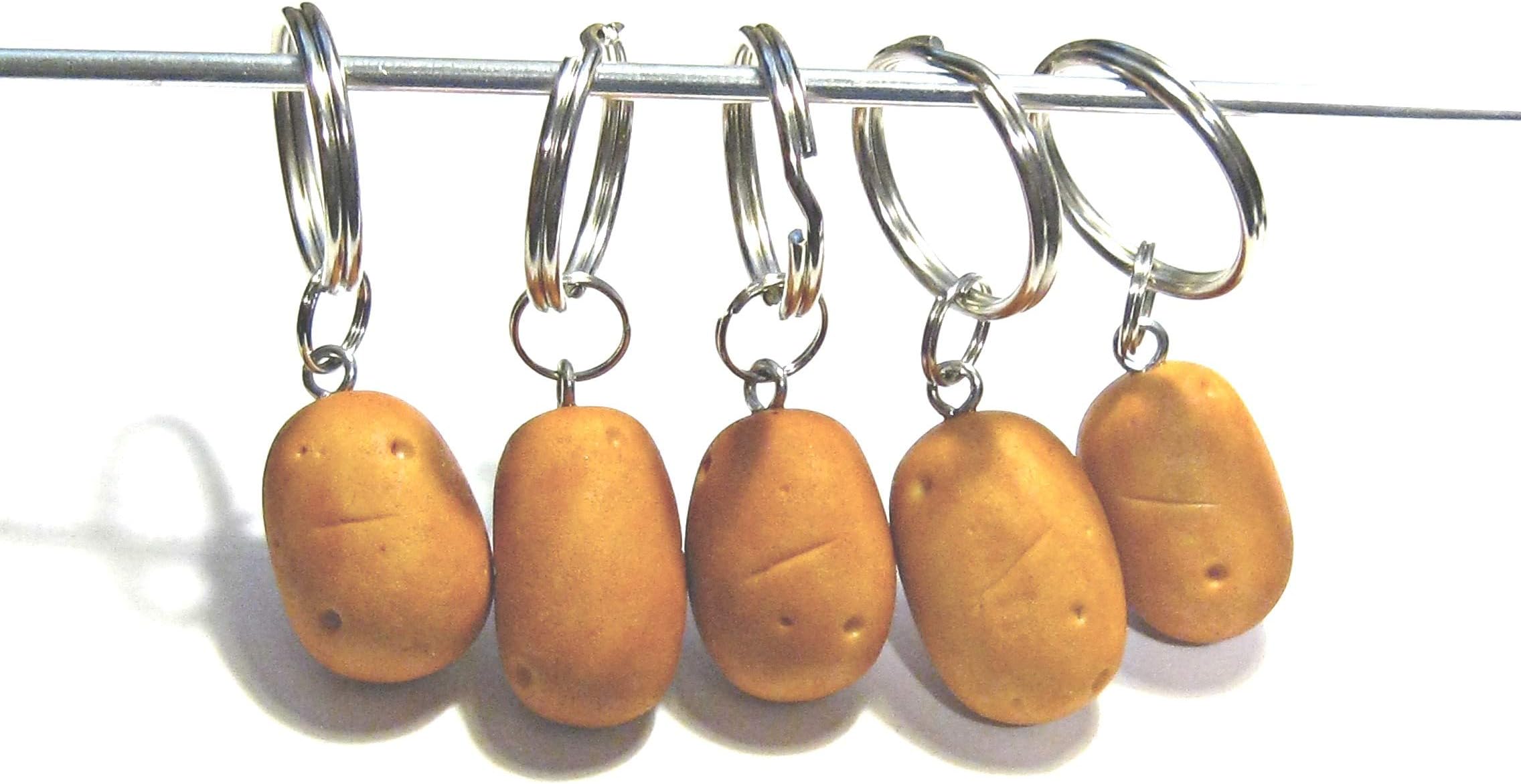 Miniature Potato Keychain - Tiny Food Jewelry - 1 keyring