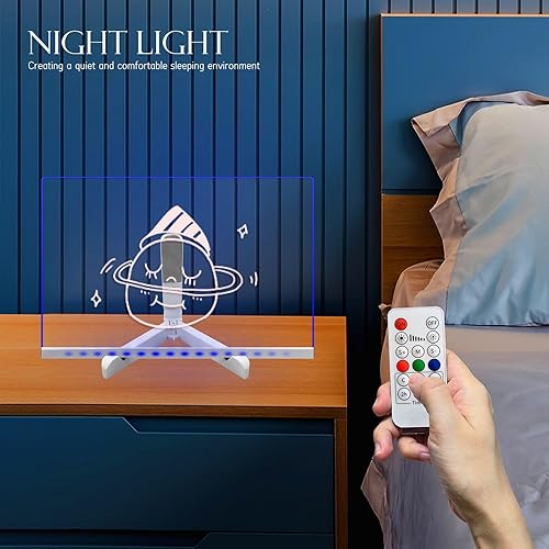 Miniatura 9 de Masshomi Luz nocturna blanca cálida, tablero de mensajes transparente para bricolaje, con bolígrafo blanco, calendario de notas, portátil,