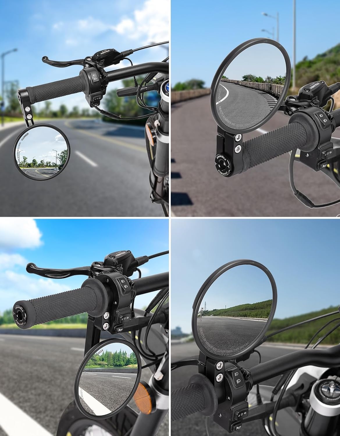 KEMIMOTO CNC Motorrad Spiegel E24 Geprüft, 360° Drehbar, 2 Stück Runde Lenkerendenspiegel, Motorradspiegel Kompatibel mit Meisten Motorrädern, ATV, Scooter, Roller