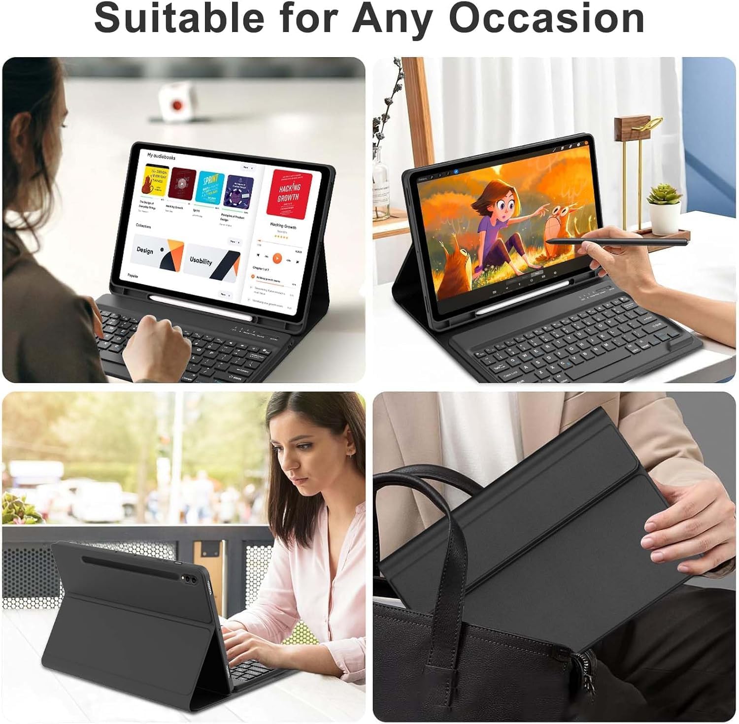 Case Keyboard for Samsung Galaxy Tab S10+ Plus / S9 FE+ Plus / S9+ Plus / S8+ Plus / S7 FE / S7+ Plus 12.4inch Magnetic Keyboard, Slim Case with S Pen Holder