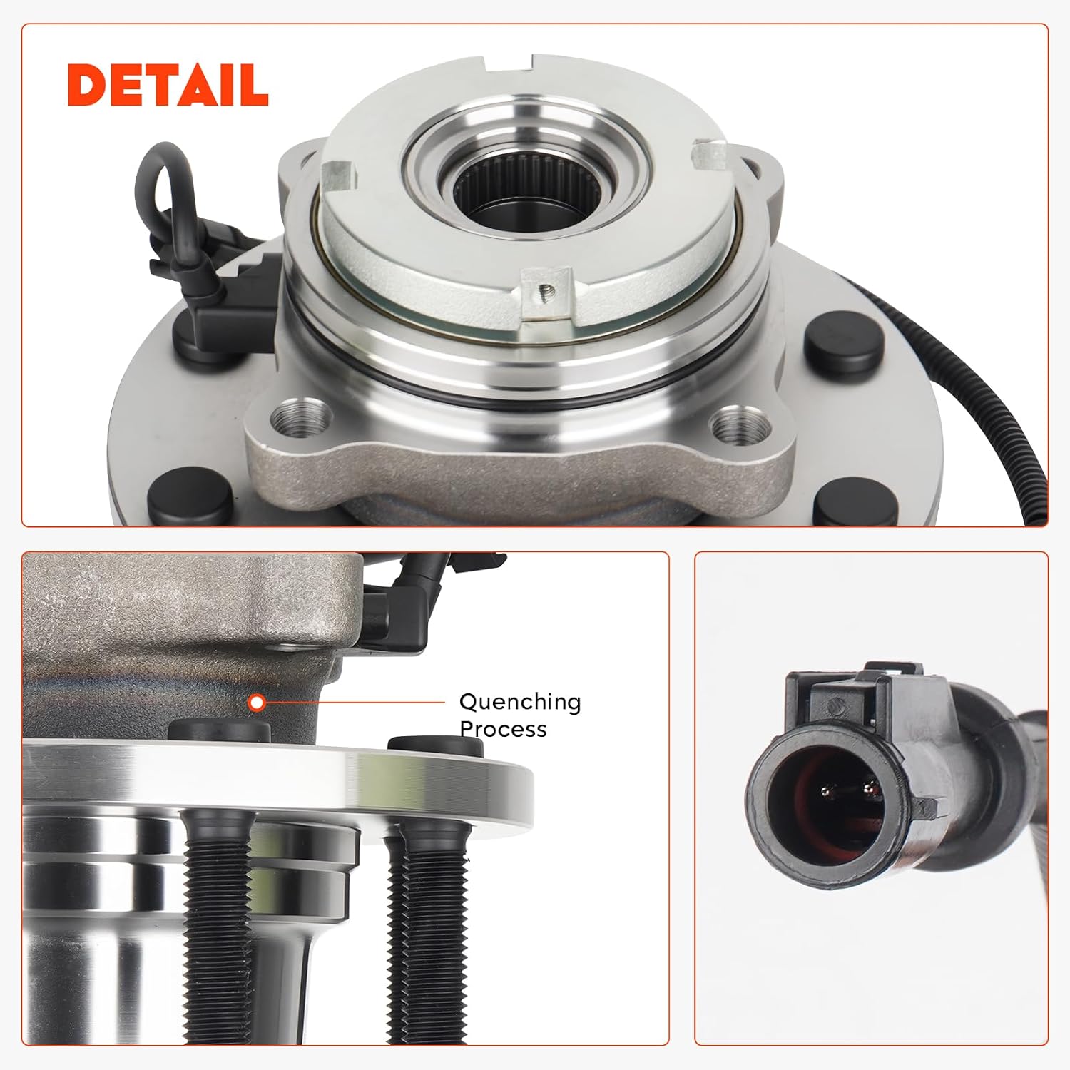 Front Wheel Hub Bearing Assembly for Ford F250 F350 Super Duty for Excursion 99-04 only 4WD w/ABS,8Lugs w/Coarse Thread replacment 515020 2PCS