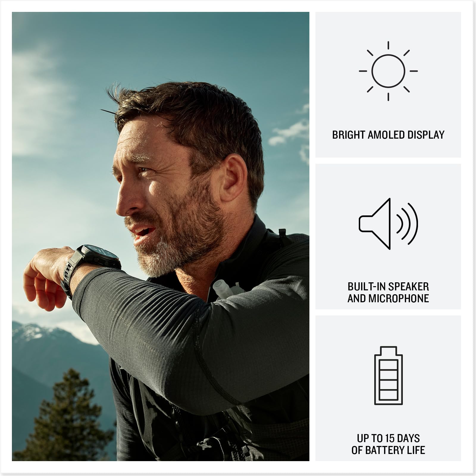 Garmin fēnix® 8 Pro, 51mm, AMOLED Display, Premium Connected Multisport GPS Smartwatch, inReach® Technology, Sapphire, Titanium with Graphite/Black Silicone Band - 3